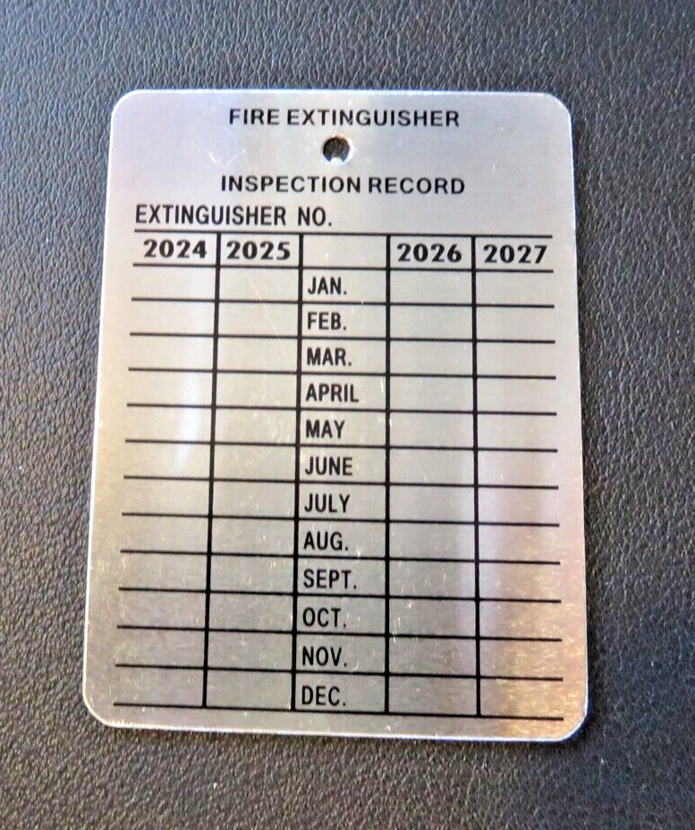 ✅🔥🧯50-METAL FIRE EXTINGUISHER 4-YEAR INSPECTION TAGS 2024-2025-2026-2026🚒
