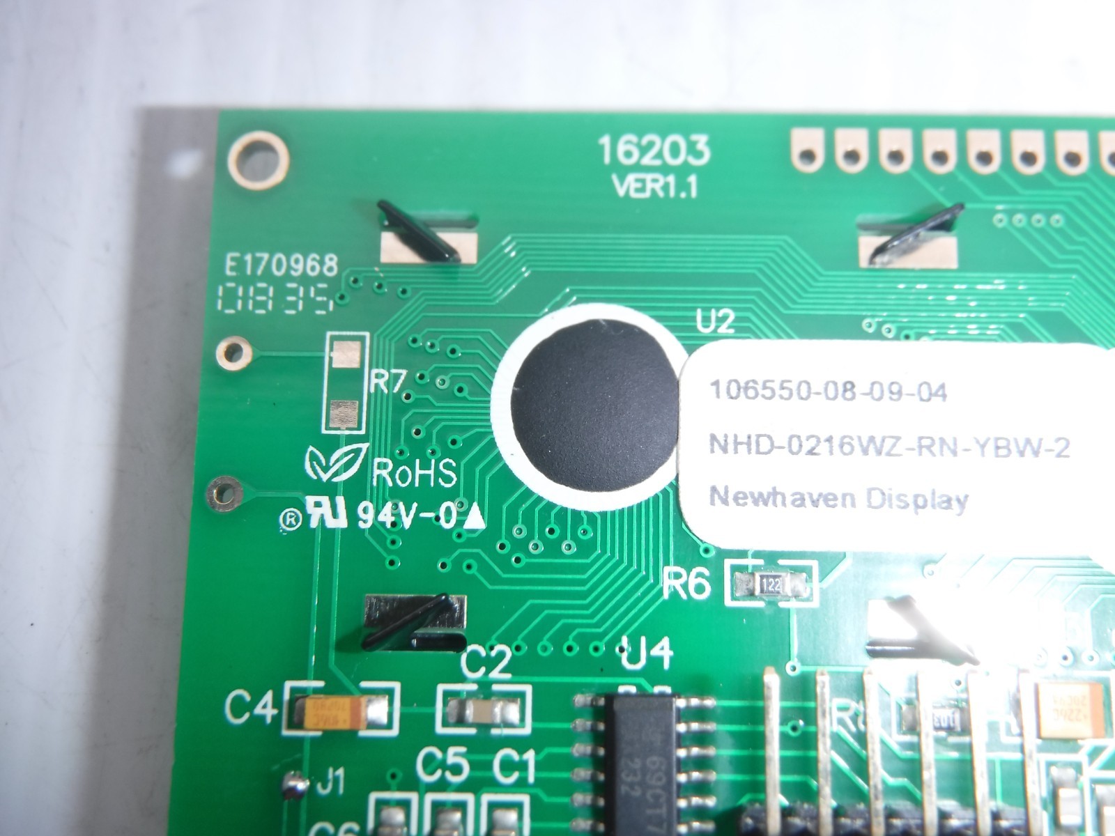 Newhaven Display 16203 Ver 1 LCD Screen NHD-0216WZ-RN-YBW-2 / 106550-08-09-04