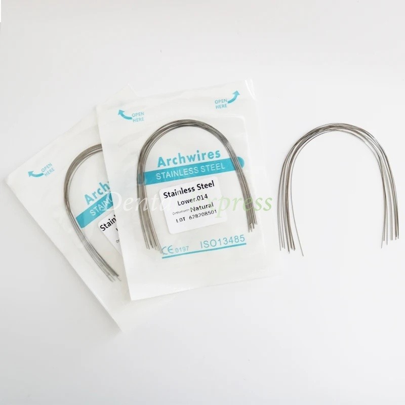 100Pc Ortho Dental Arch Wire S.S Natural Stainless Steel Wires Round Rectangular