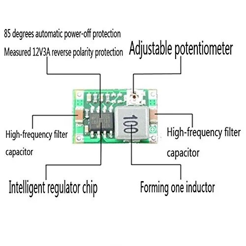 2pcs Mini360 3A DC Voltage Step Down Power Converter Buck Module 3.3V 5V 9V 12V