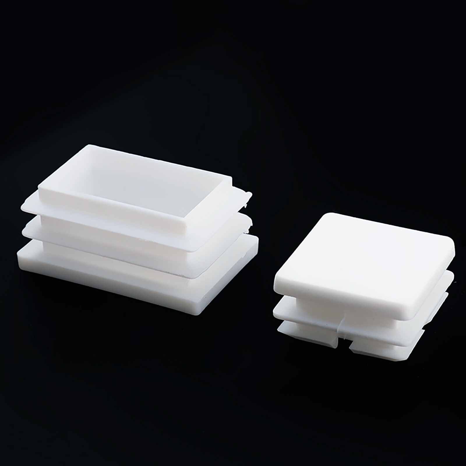 Rectangular Plastic End Caps Ribbed Plugs Blanking Inserts Rectangle Bungs White