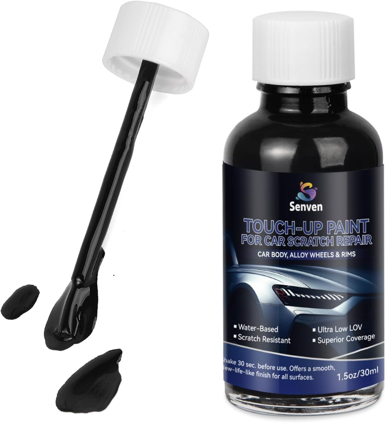 High-Gloss Black Touch-Up Paint Pen for Automotive Scratch Repair, 30ML