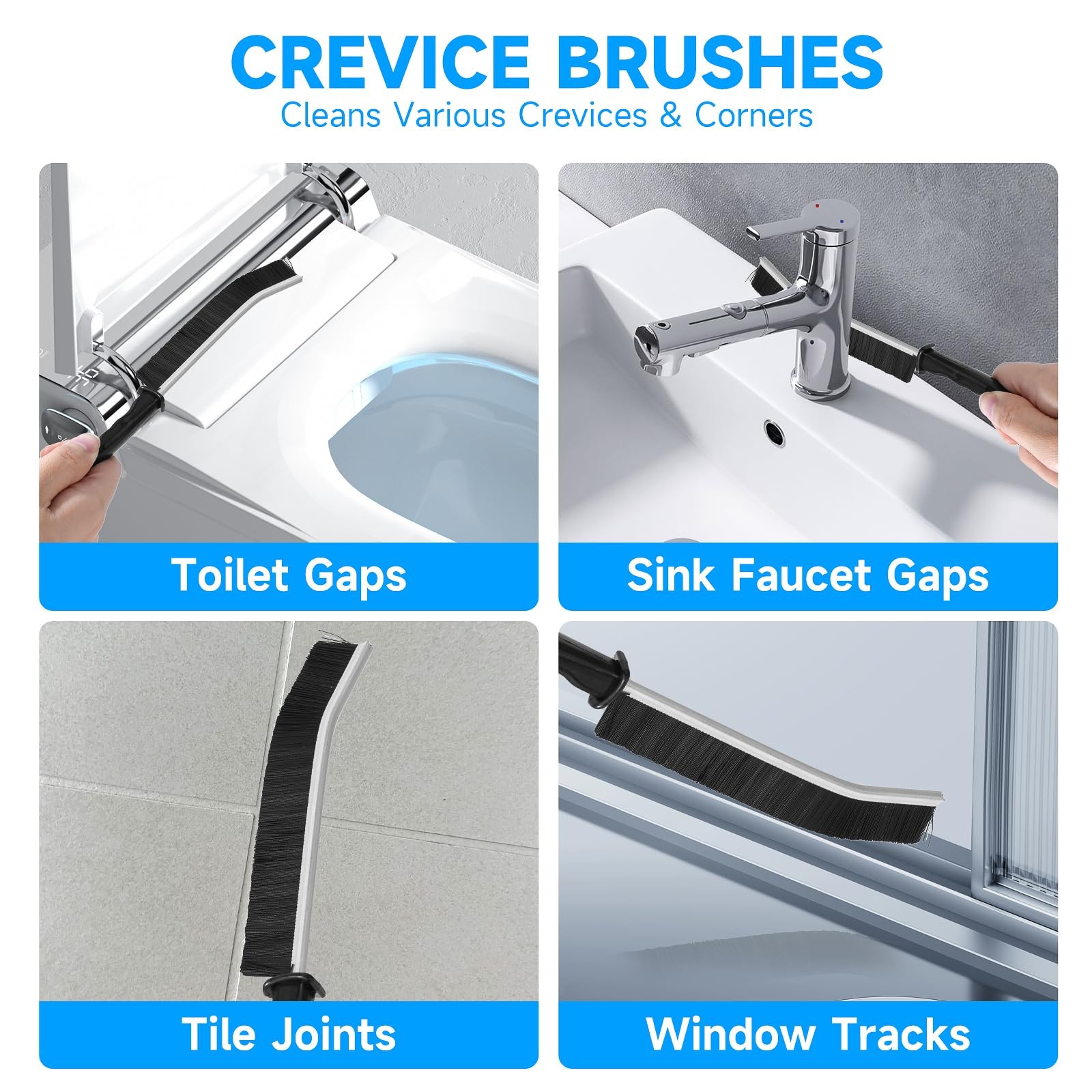 14Pcs Crevice Cleaning Brush Set, V Shape Grout Cleaner for Deep Black
