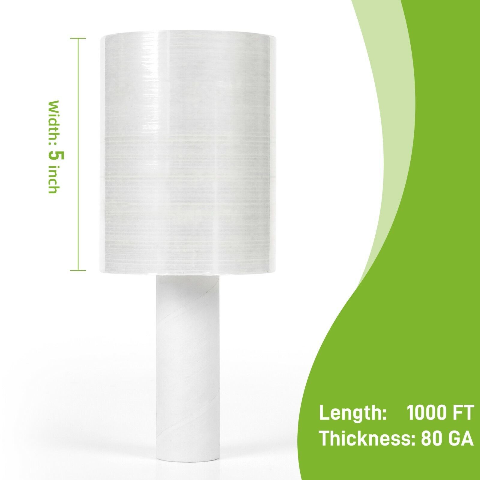 6 Rolls Pack – 5″ inch Mini Stretch Film Wrap 1000 Feet 5 Layers 80 Gauge, Clear