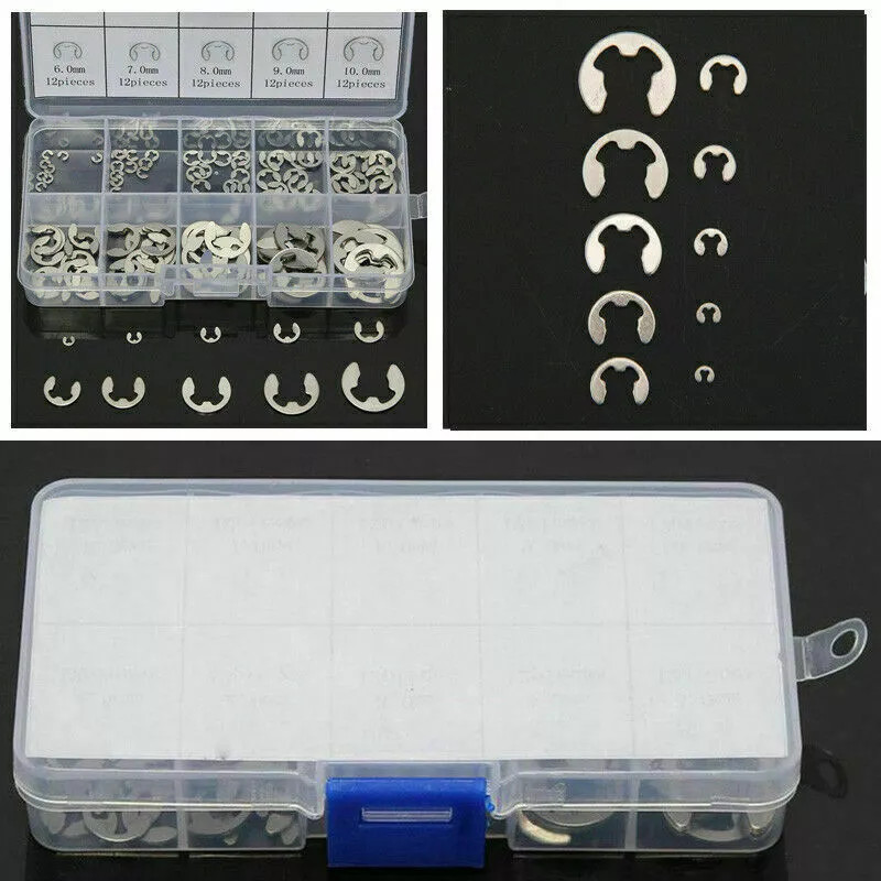 120x E Clips C Circlip Retaining Ring Stainless Steel Assorted 1.5mm to 10mm Kit