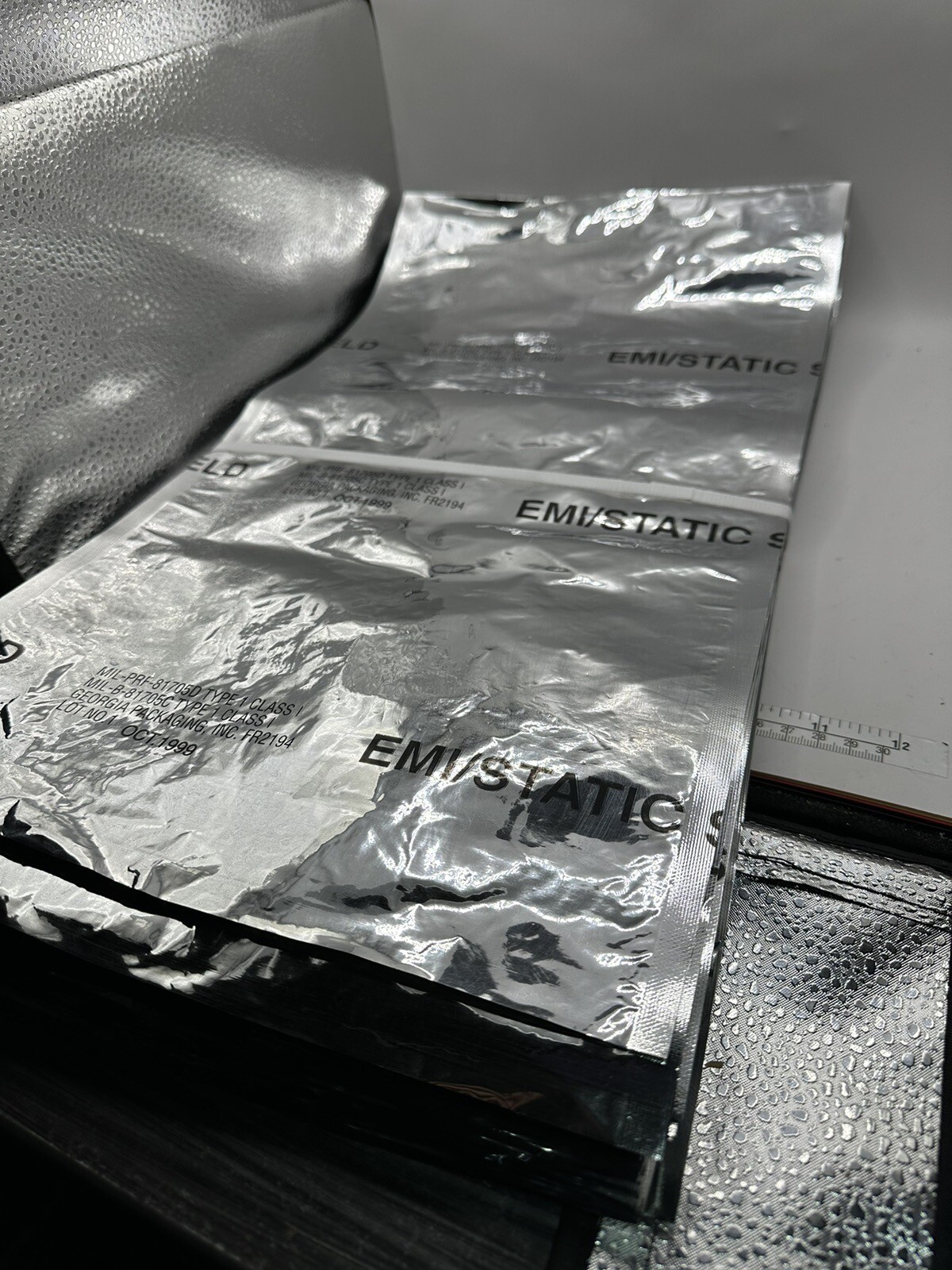 BAG 11”W x 20”D STATIC/EMI SHIELD, MIL-PRF-81705D, TYPE 1, Class, NOS 100/PK New