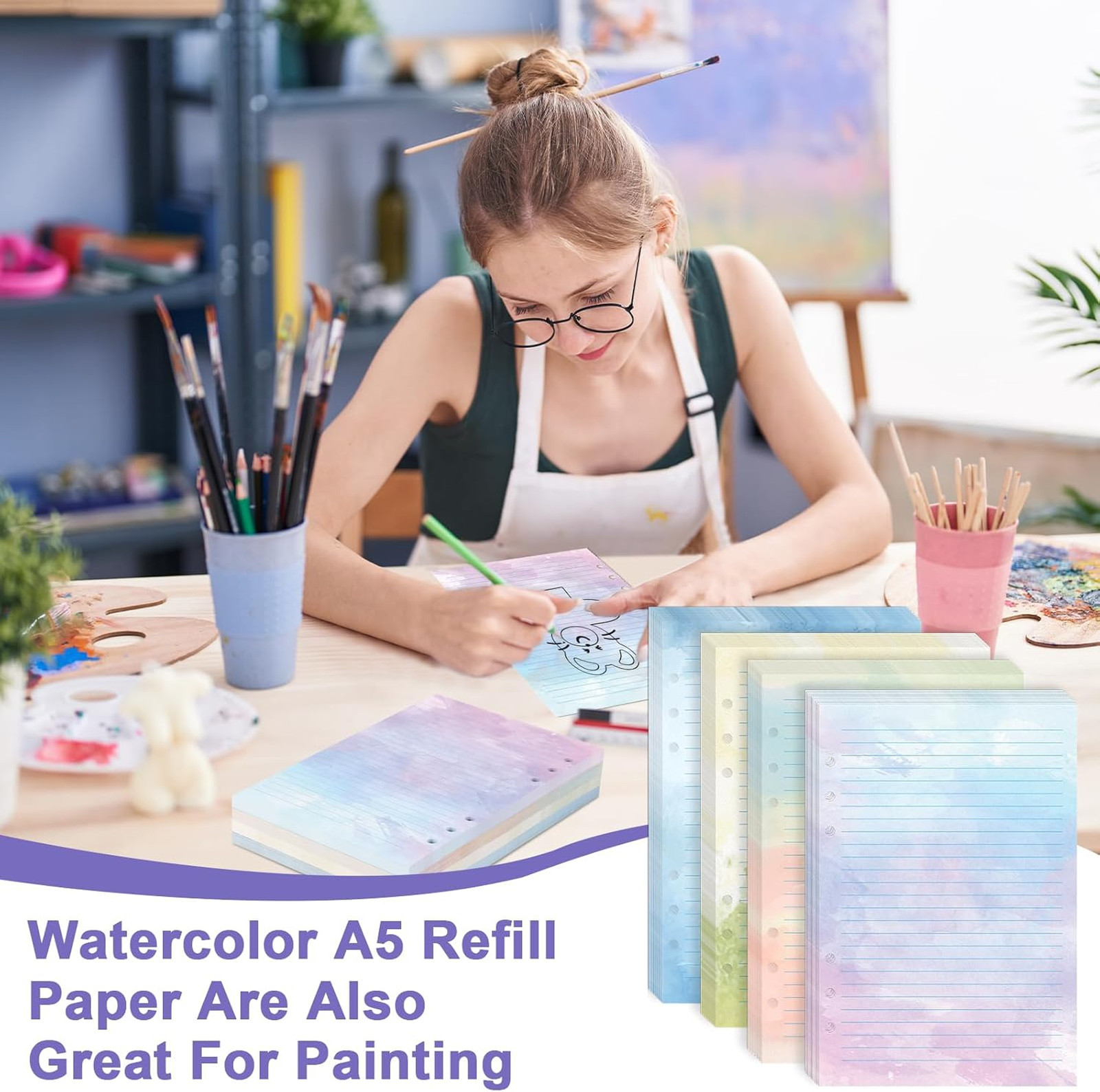 A5 Watercolor Refill Paper 600 Sheets 100GSM for Planner Notebook Loose Leaf