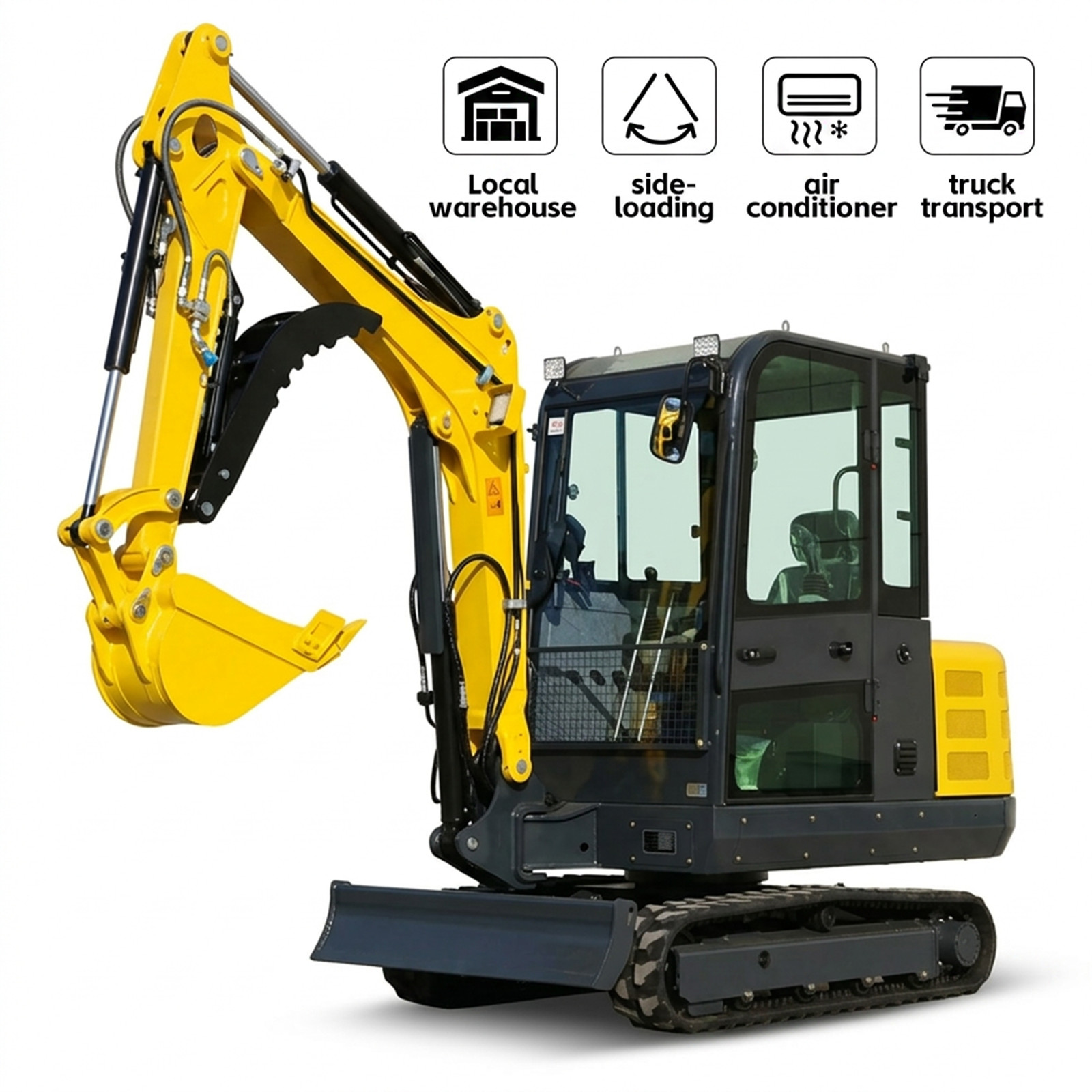 3.5 Ton Mini Excavator Kubota V1505 Cab AC Boom Swing Hydraulic Pilot EPA 25HP