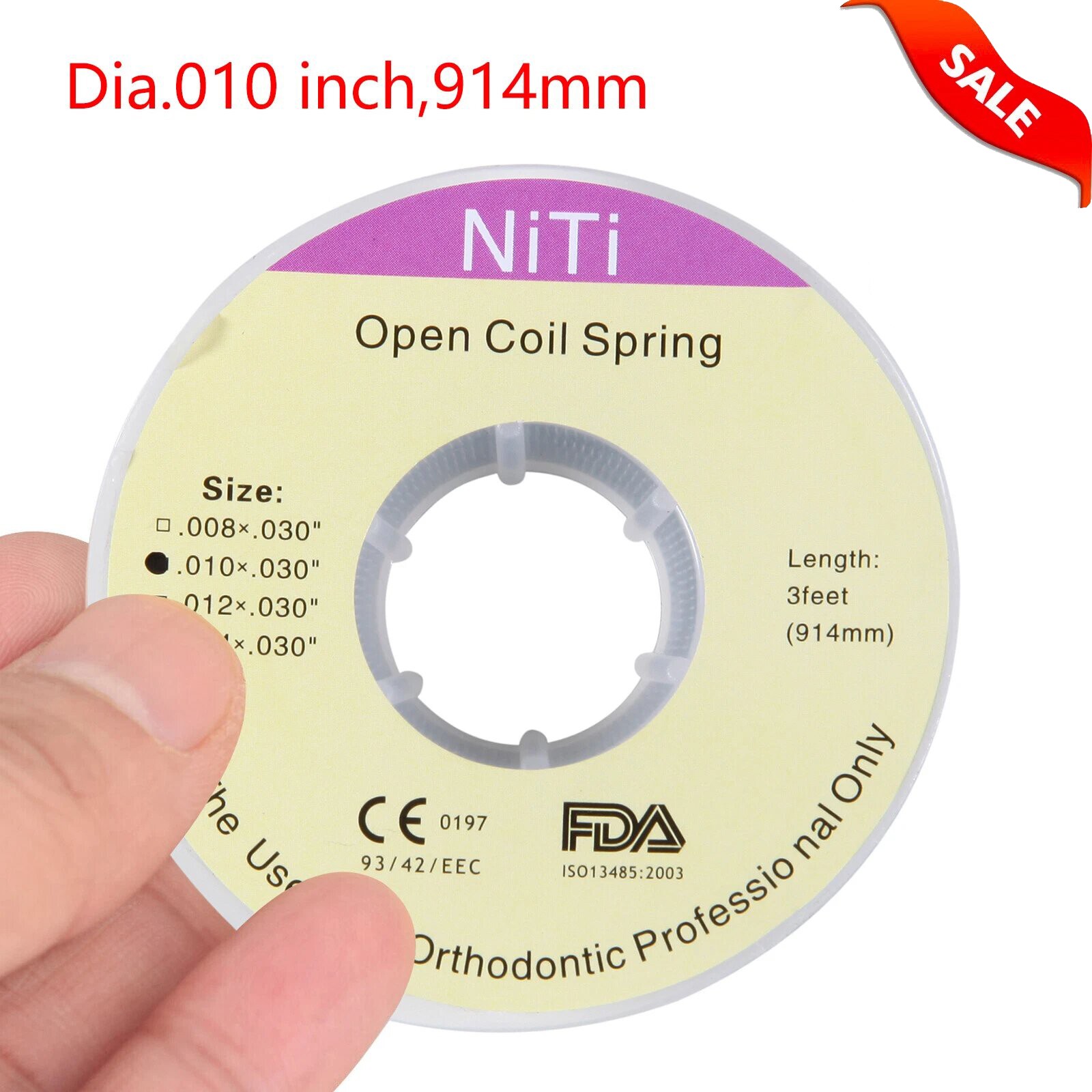 Orthodontic Dental Braces Niti Open Coil Spring Dia.012 Inch/.010 Inch 914mm