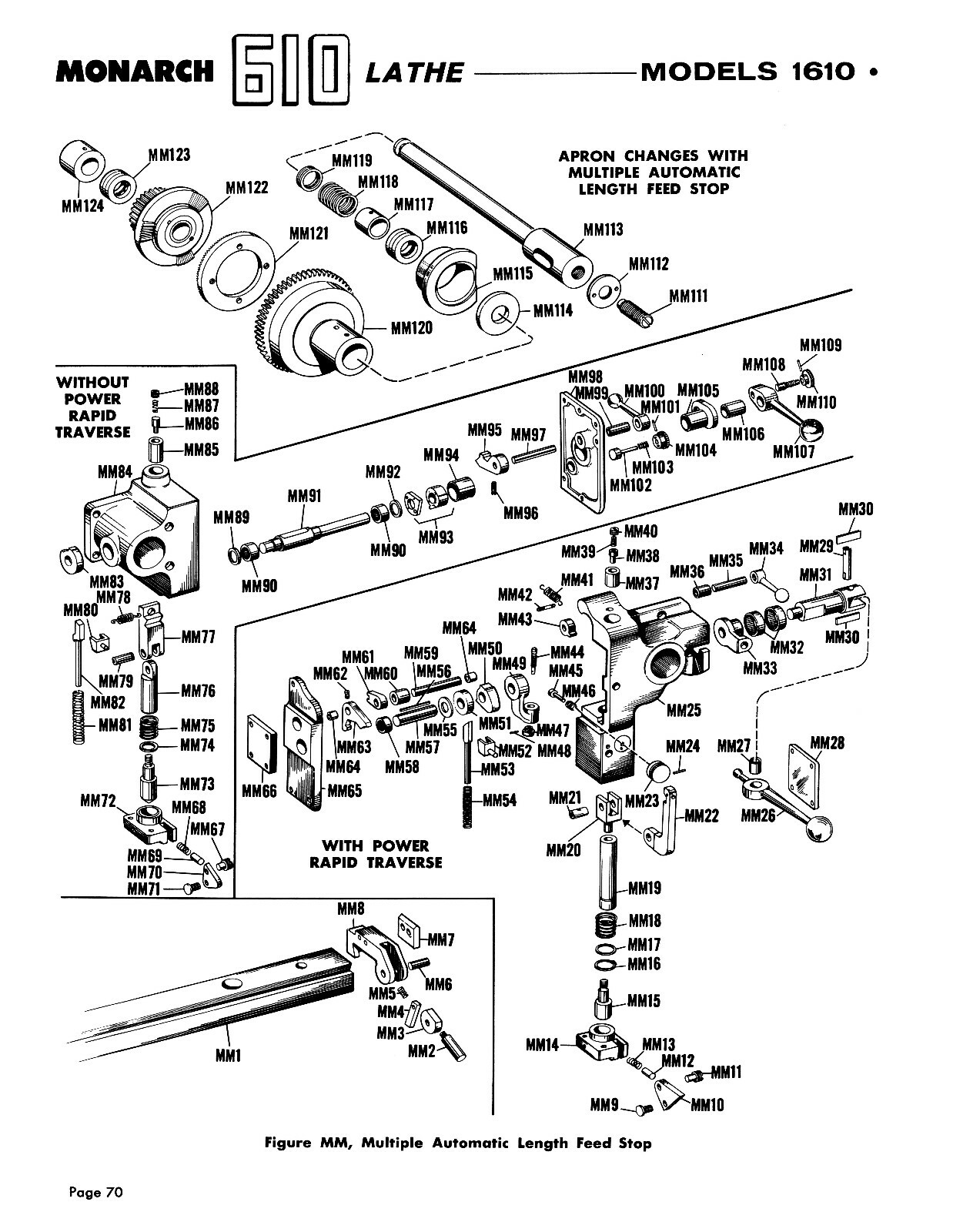 Monarch Models 1610, 2013, 2516 Lathes Series 610 & 612 Parts Manual *94