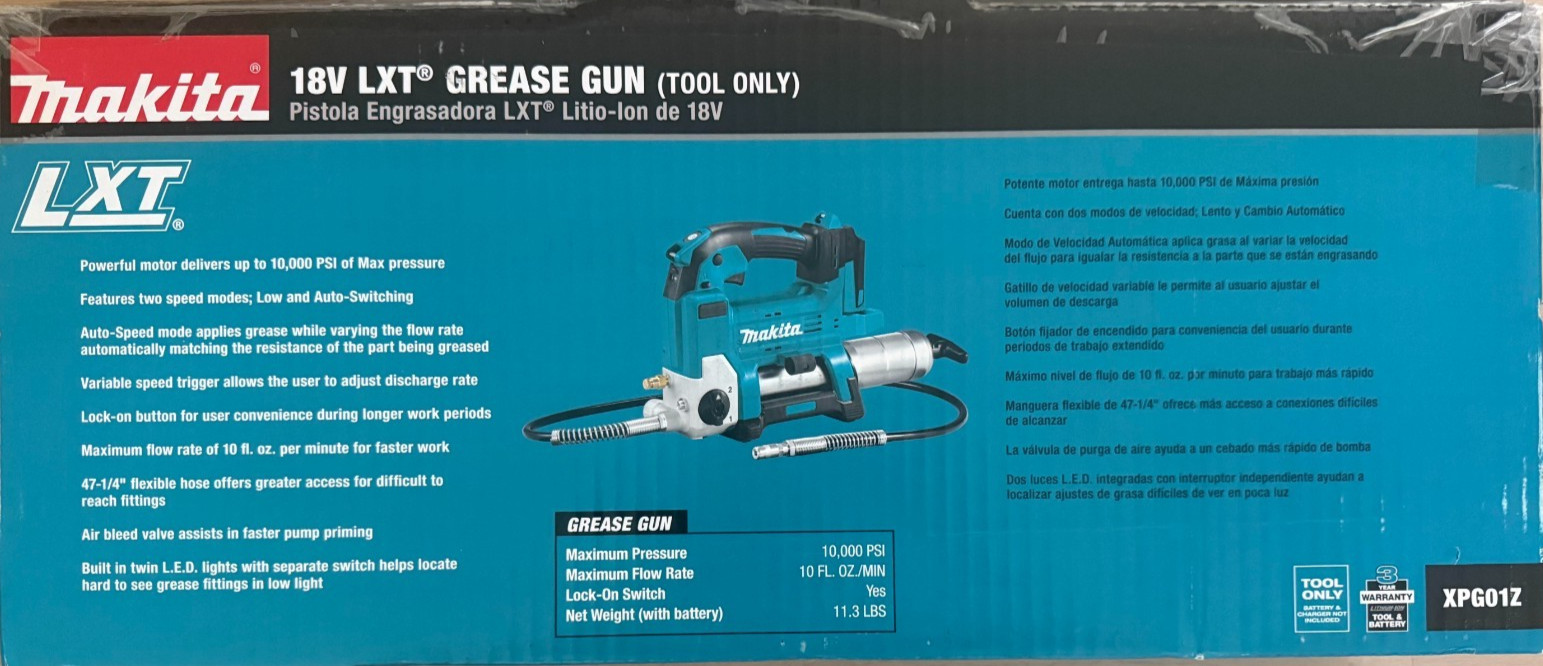 New In Box Genuine Makita XPG01Z 18V LXT Cordless Grease Gun 18 Volt – Tool Only