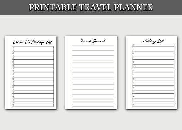 Printable Travel Planner – Black and White