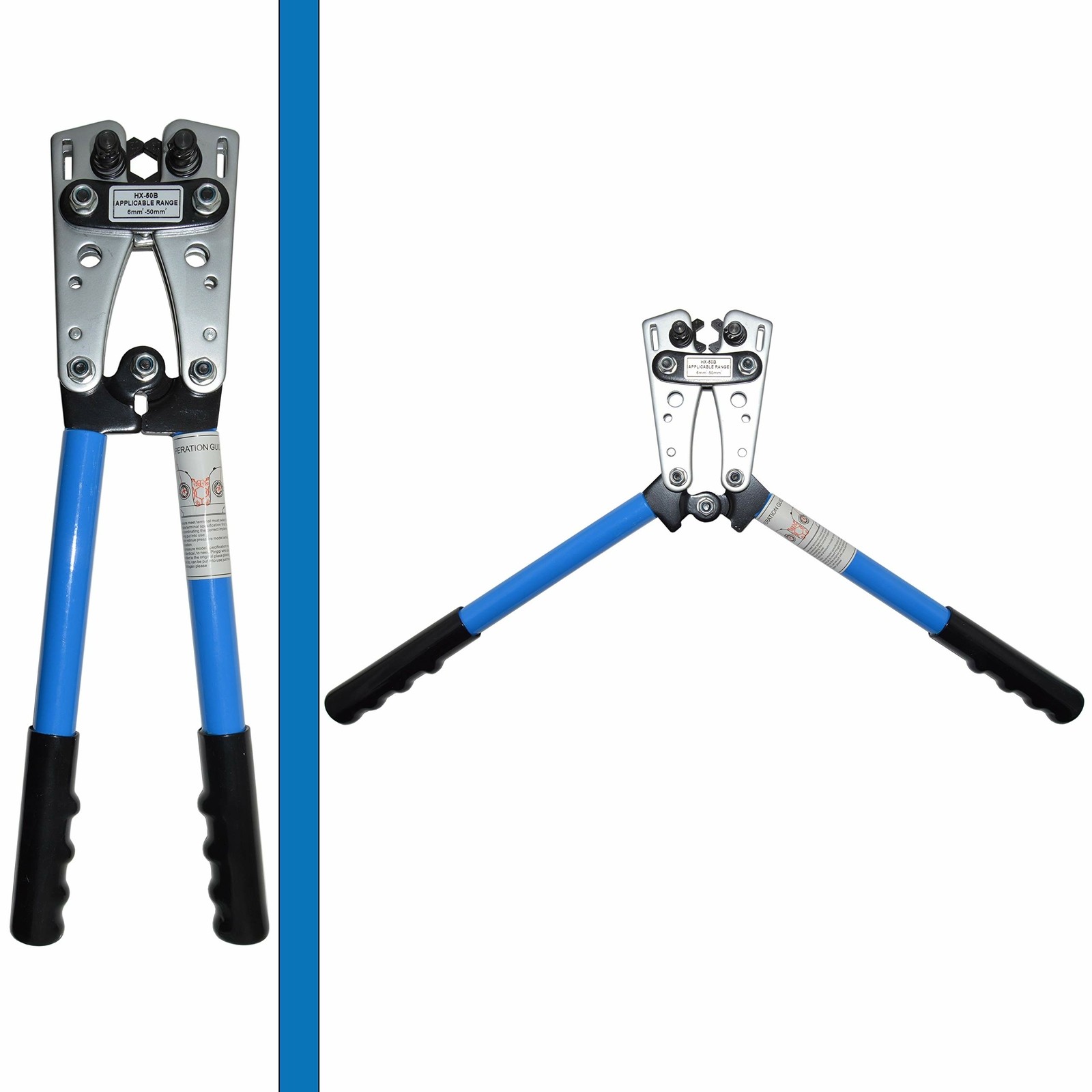 Battery Cable Lug Crimping Tool 10-1 AWG W 60PC Copper Ring Terminal Heavy Duty