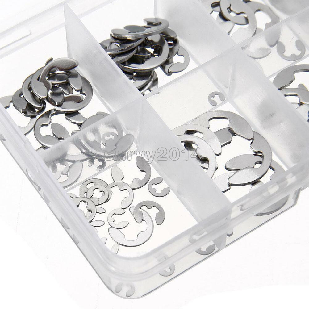 120PCS Assorted M1.5 – M10 Stainless E Clips C Circlip Retaining Snap Ring