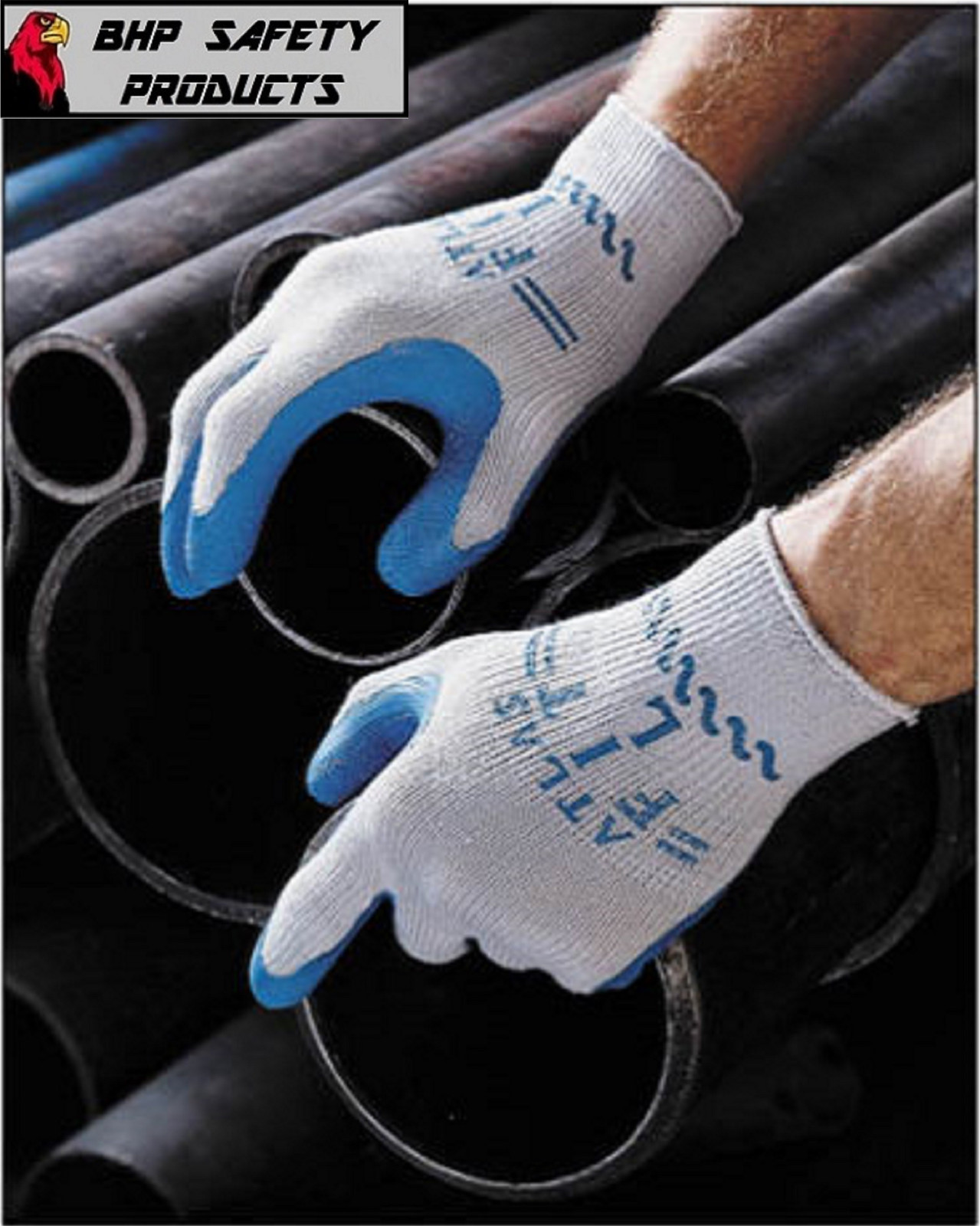 SHOWA ATLAS 300 LATEX RUBBER PALM DIPPED WORK GLOVES BLUE, GENERAL PURPOSE