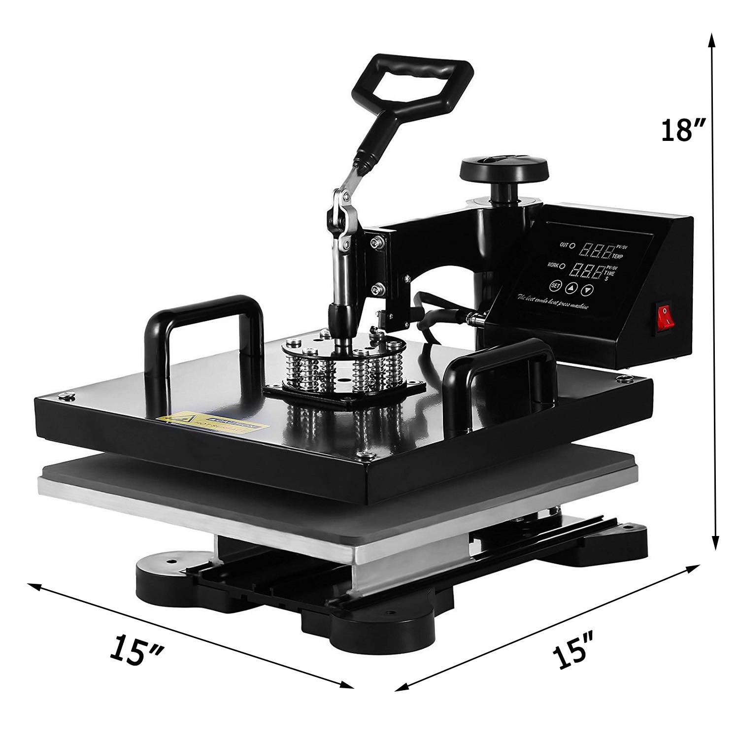 15″x15″ 5 in 1 T-Shirt Heat Press Machine Transfer Sublimation Mug Hat Plate