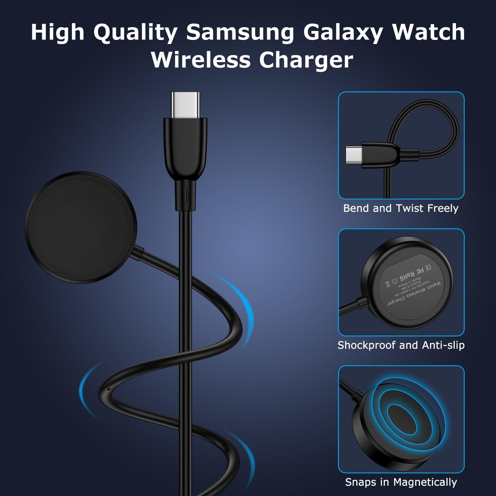 USB C Samsung Watch Charger Fast Charging for Samsung Galaxy Watch 8/8 Classic/7