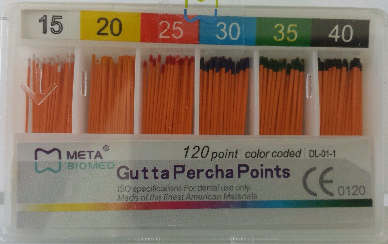 Gutta Percha Points 15-40 Assorted Color Coded Box of 120 Meta Biomed Dental