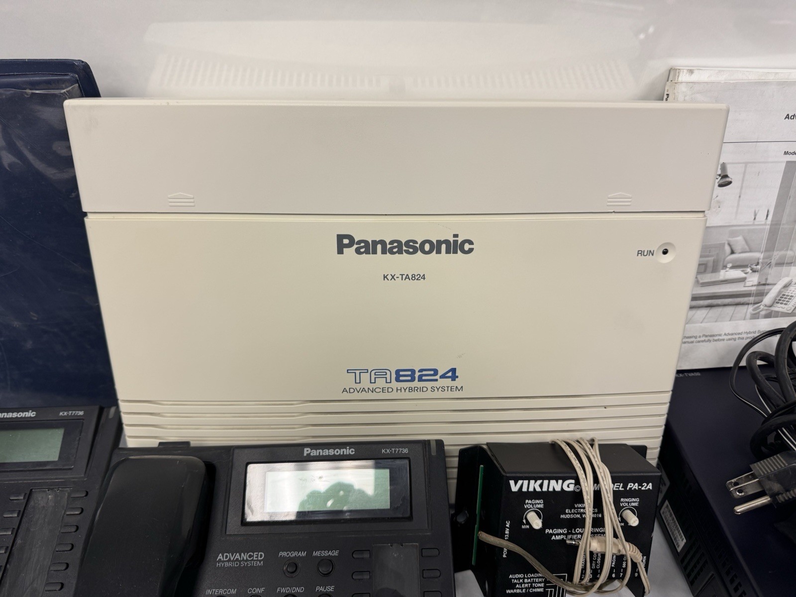 Panasonic KX-TA824 Hybrid Telephone System w/ KX-TVA50, VIKING PA-2A, 6 Phones