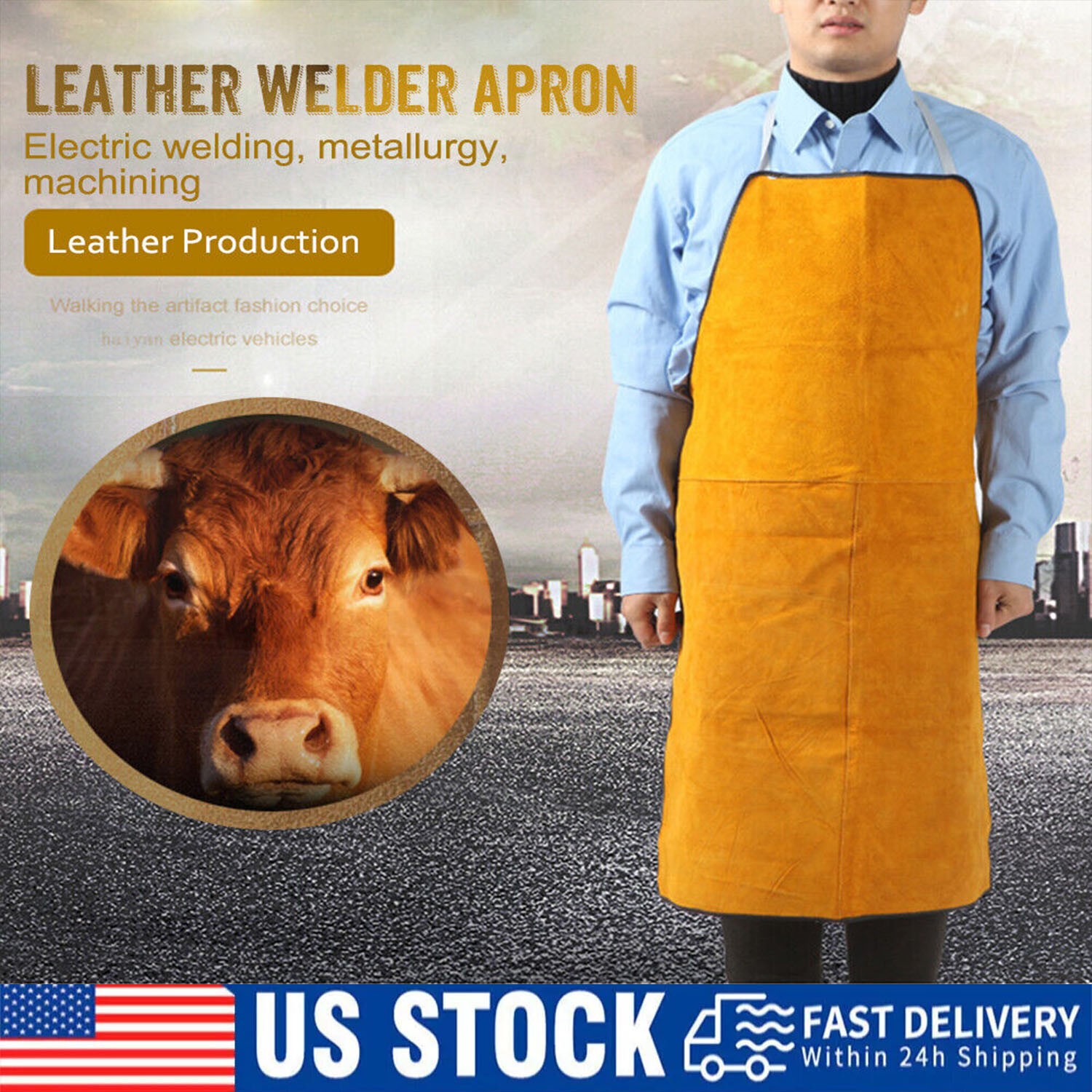 Leather Welding Welder Apron Blacksmith Mechanic Protective Working Gear Brown
