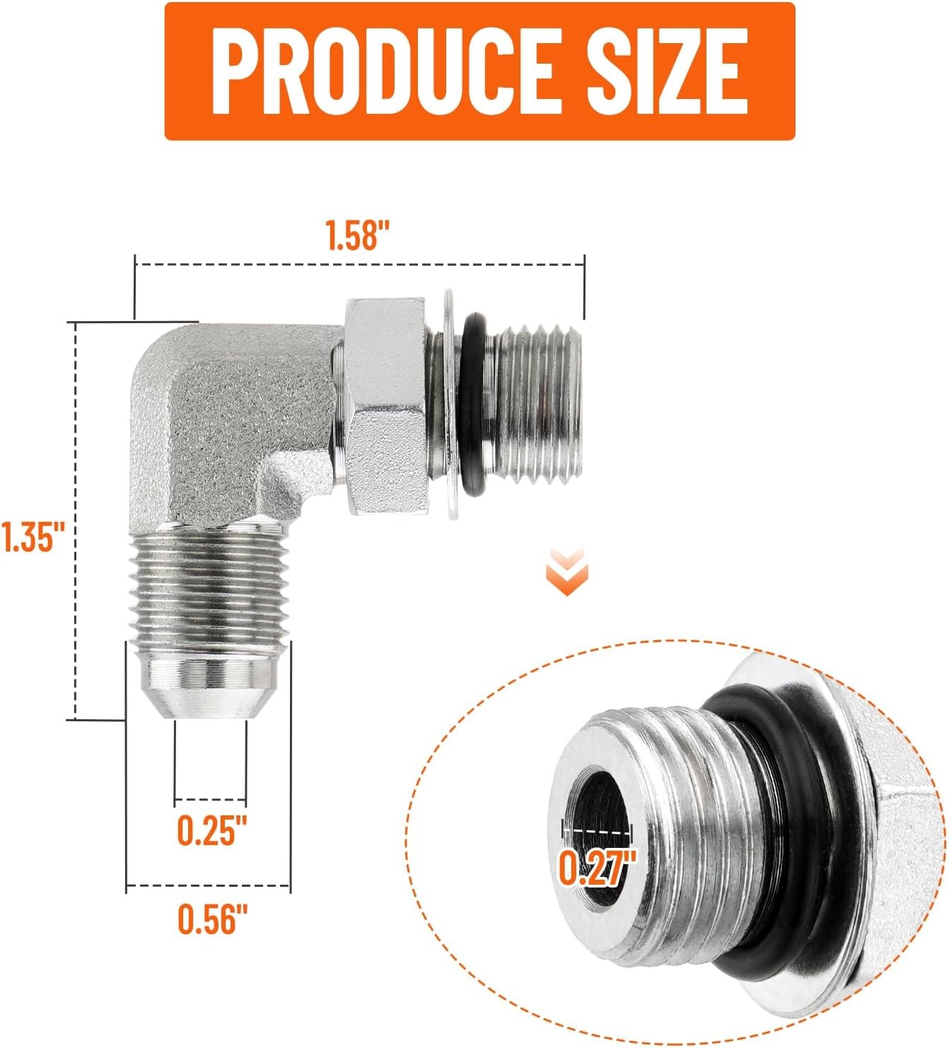 5 Pack 90 Degree Elbow Hydraulic Hose Fittings: 3/8″ JIC 37° Male X #6 SAE/ORB