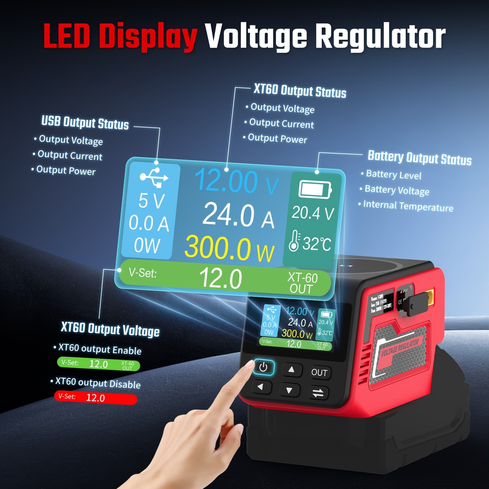 Power Inverter & Voltage Regulator Set Compatible with Milwaukee 18V Battery