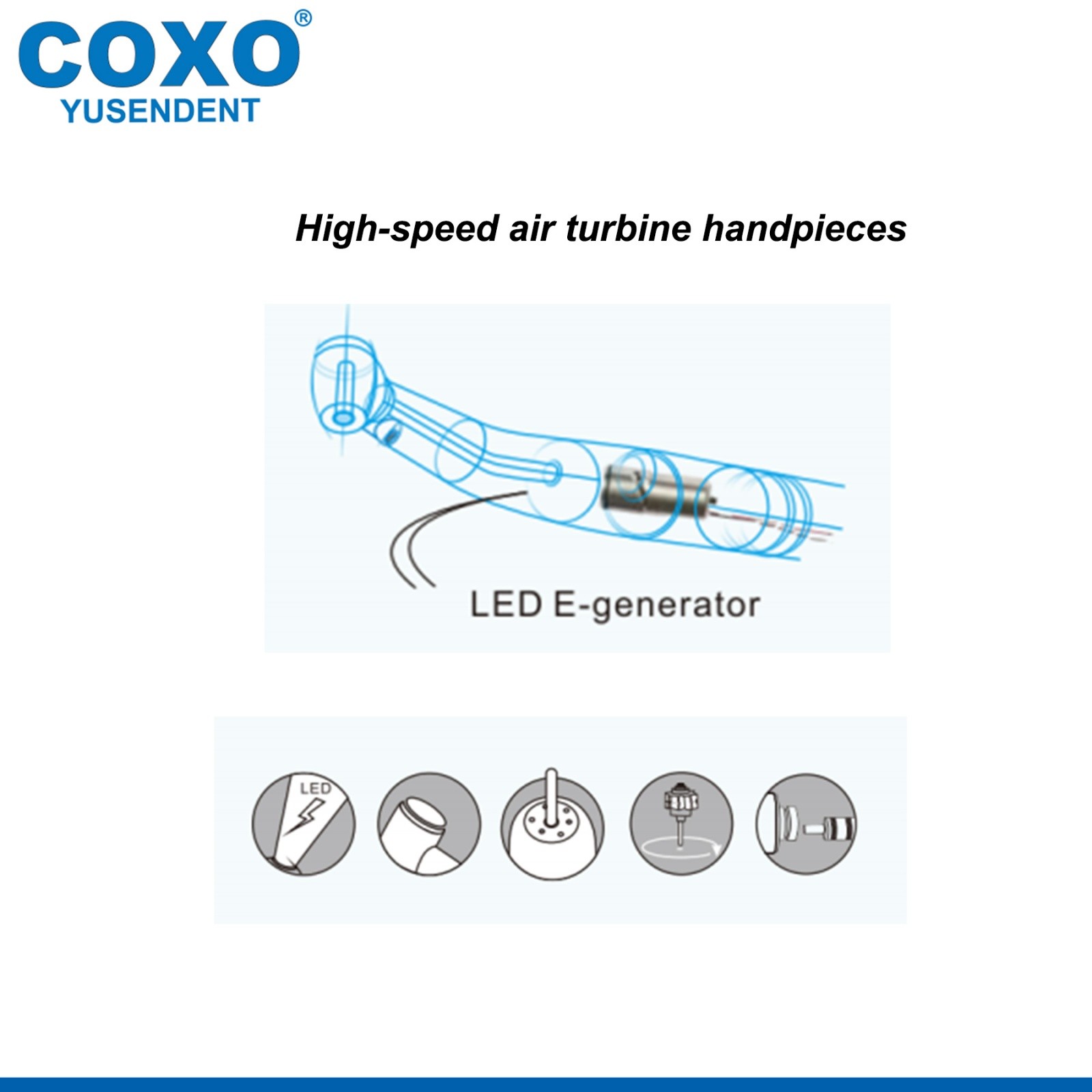 US COXO CX207-F Dental LED High Speed Handpiece Self-power Air Turbine 2/4 Holes