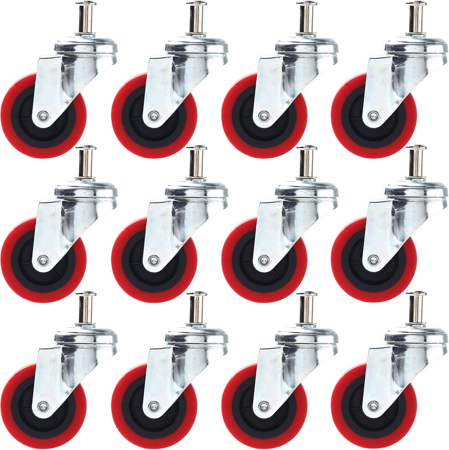 6 Pack Heavy-Duty 2.5″ Swivel Caster Wheel Creeper Service Cart Stool Post Mount