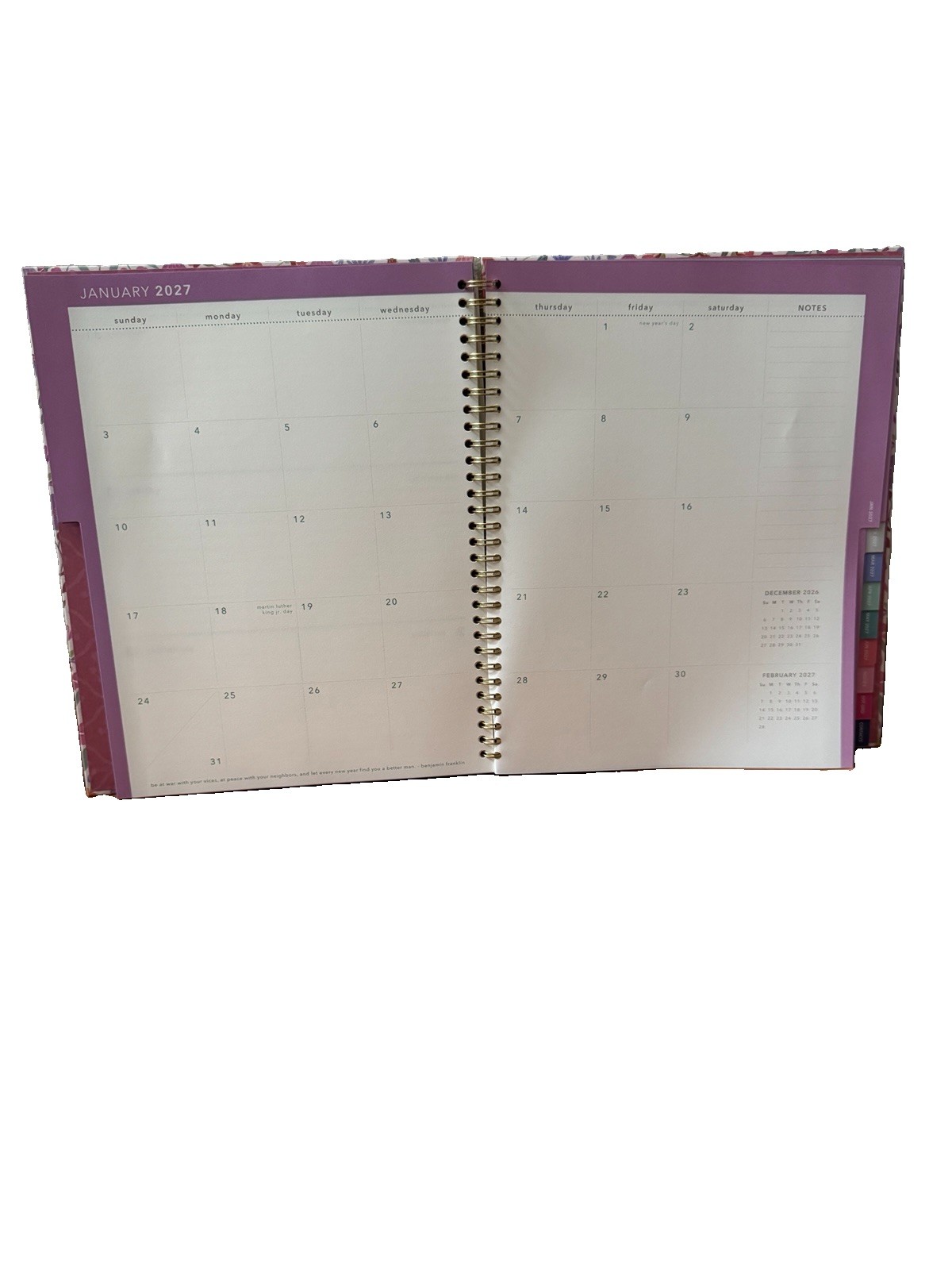 2027 Clementine 12 month Floral Planner July 2026-June 2027 11×9” Notebook Size
