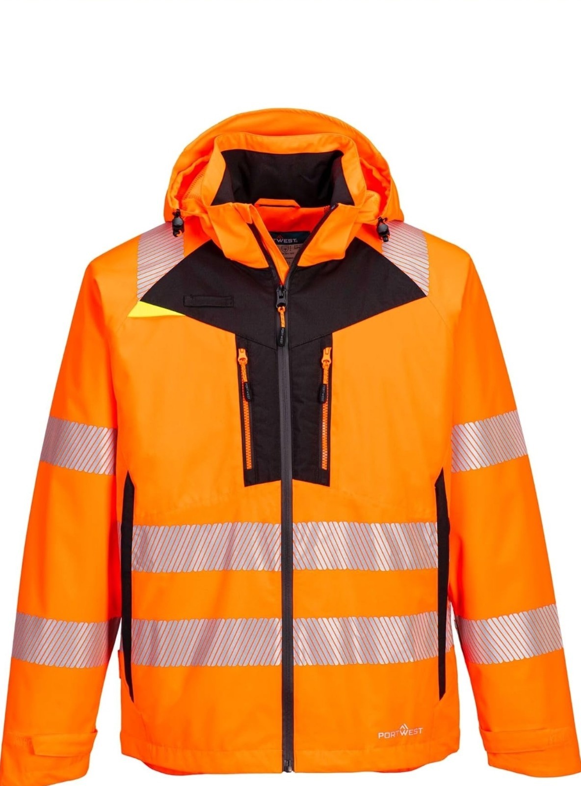 Portwest S768 Hi-Vis Hooded Jacket Orange/Black Reflective Stripes Size L