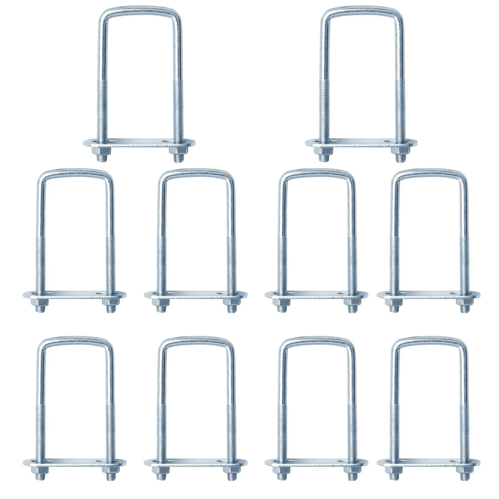 10 Pcs 1-1/2″ Inch Wide Square U-Bolt for Trailer, 3/8″ x 1-1/2″ x 4-3/8″, Elect