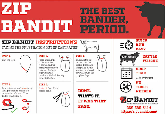 ZIP BANDIT CATTLE CASTRATION BANDS – 5 PACK CASTRATION BANDS, BANDER, LOOPS