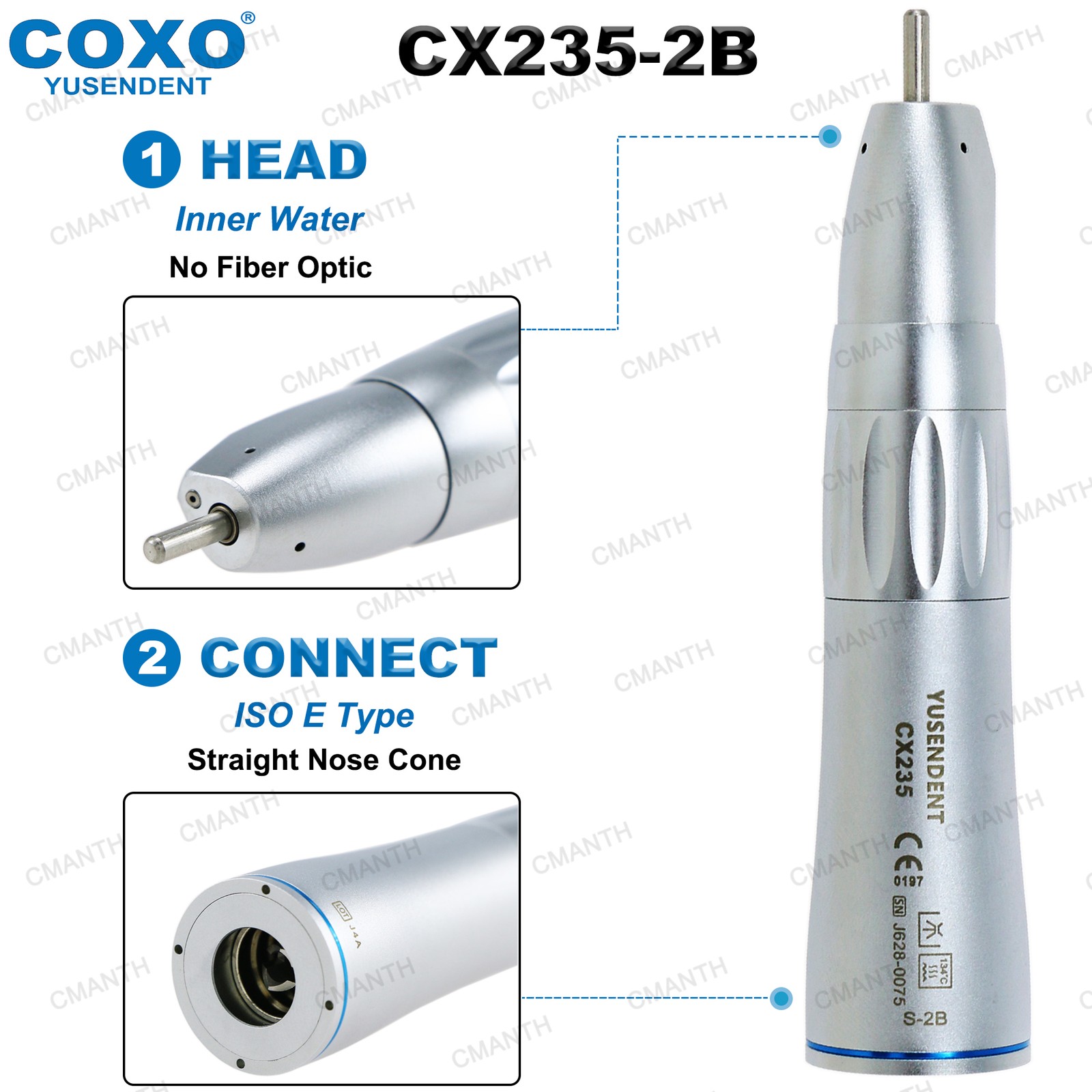 US COXO Dental Slow Speed Contra Angle Inner Water Air Motor Straight Handpiece