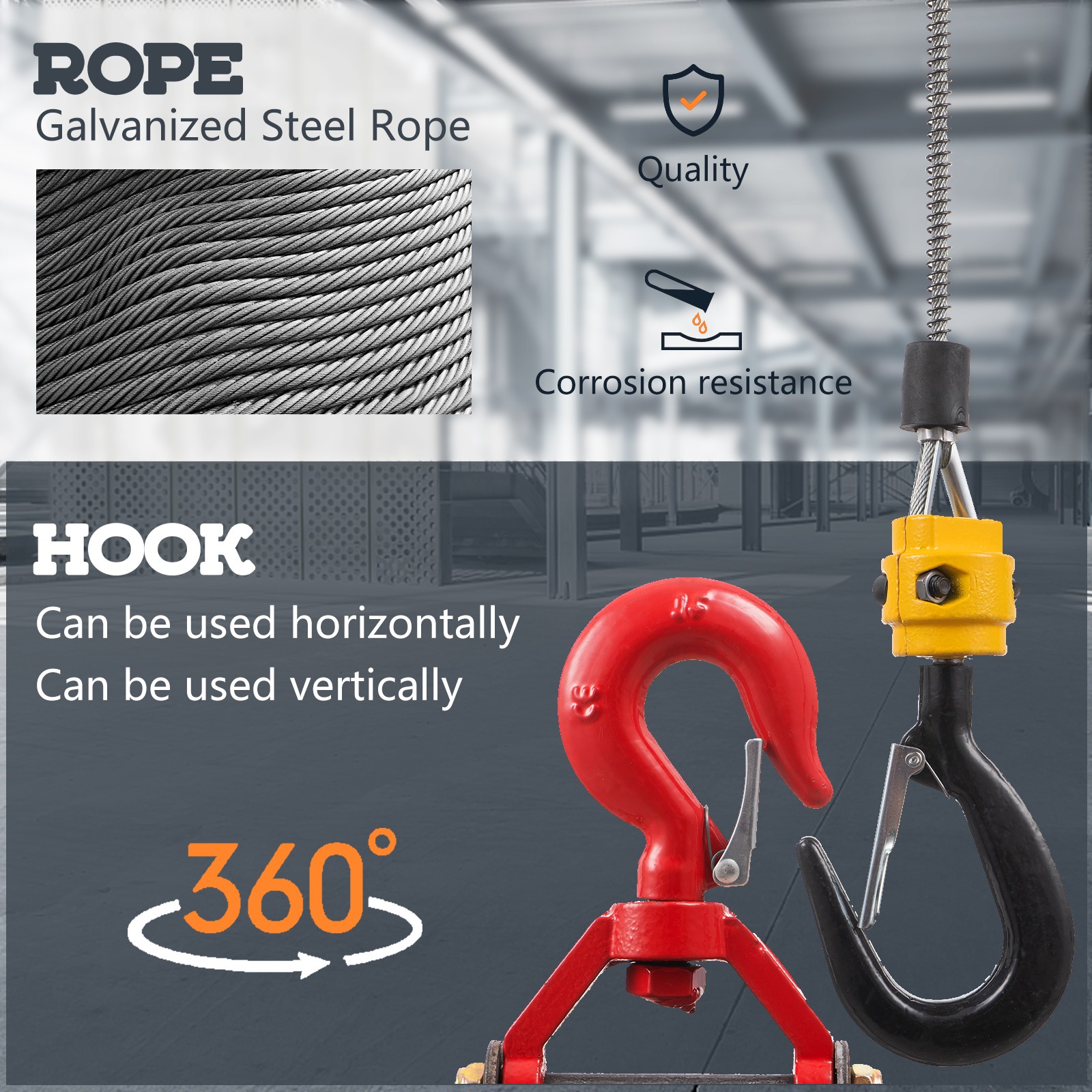 3 in 1 Portable Electric Hoist Winch 1100lbs Wired/Wireless Remote Control Crane