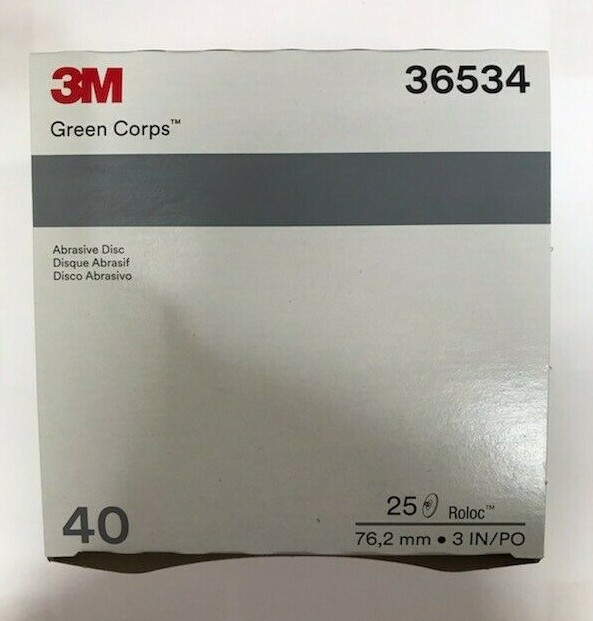 3M Green Corps Roloc Grinding Discs 3″ 40 Grit 3M 36534 replacement for 3M 01408