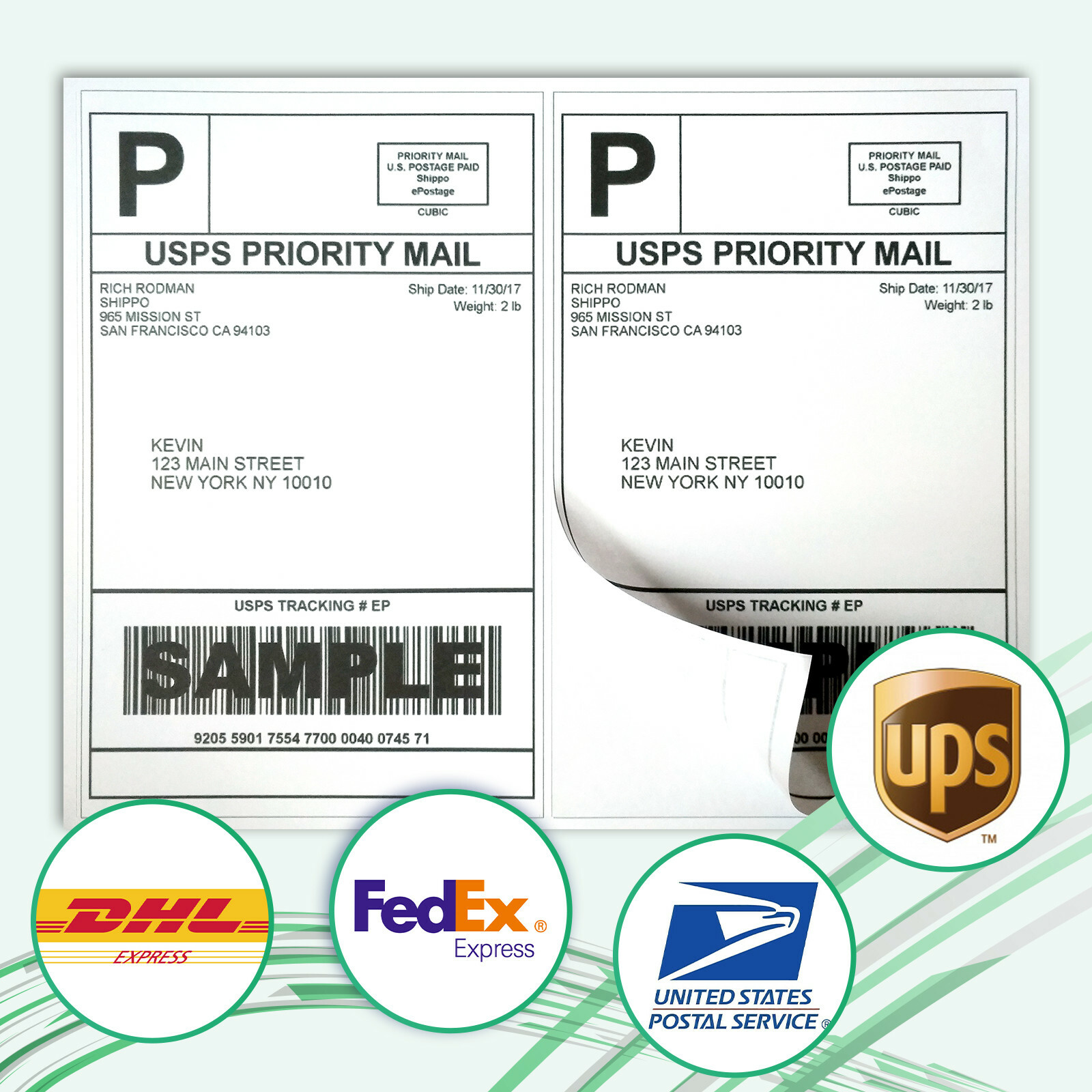 110 Sheets 220 Premium Half Sheet Shipping Labels 200+20 8.5×5.5 2 Per Sheet