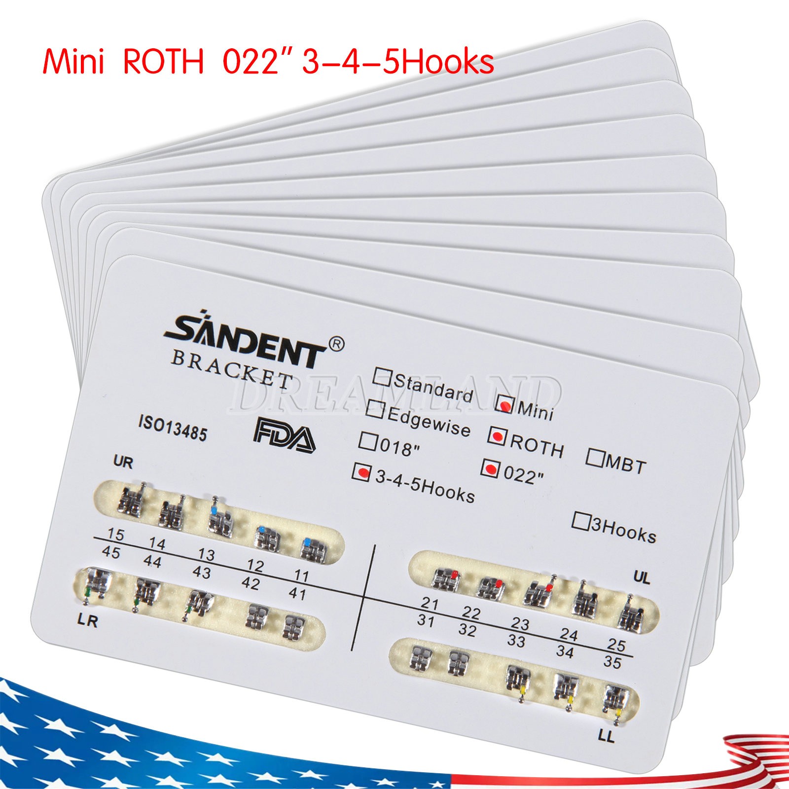 10 Packs Dental Orthodontic Metal Brackets Braces Mini Roth.022 Hooks 345