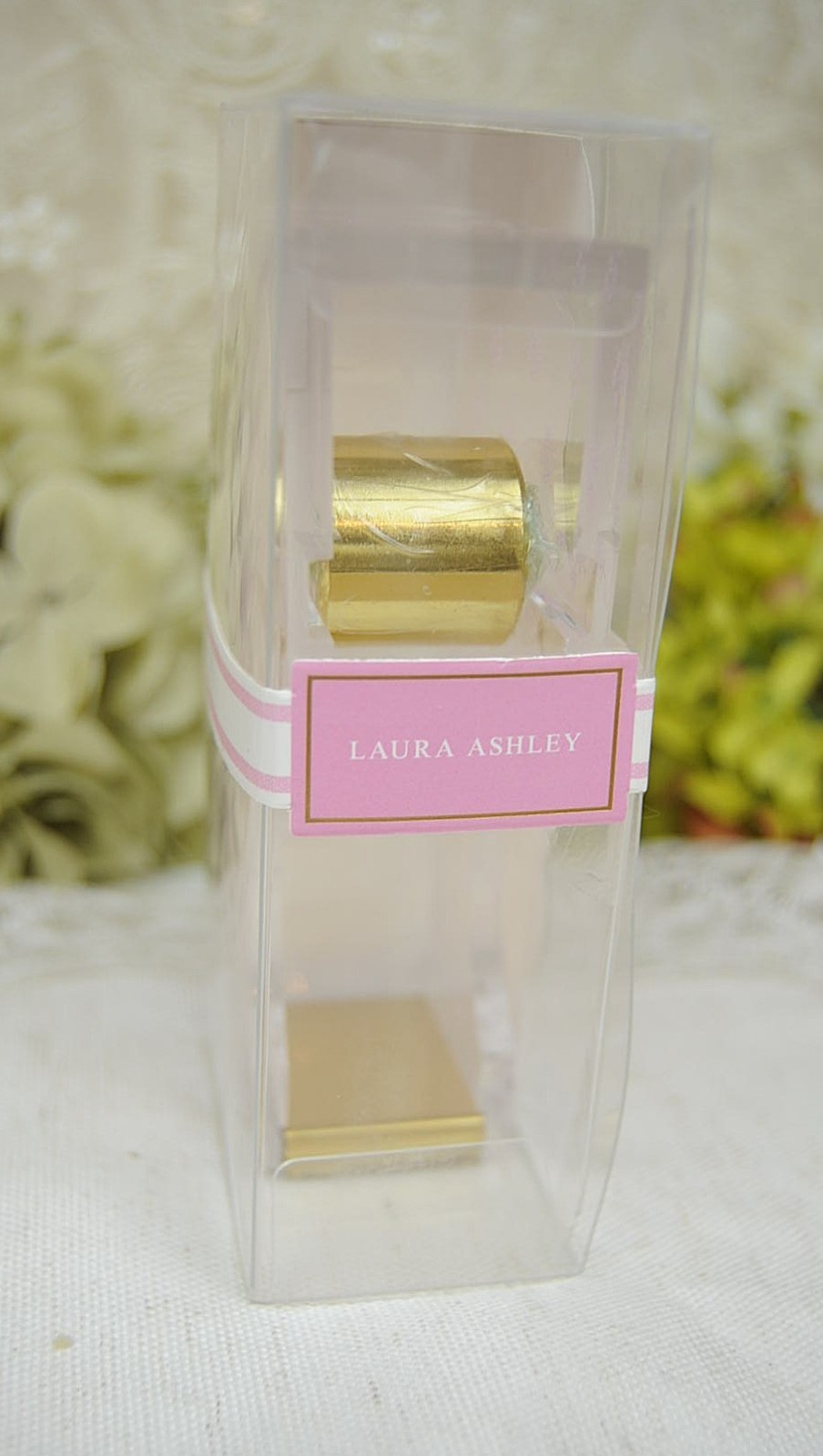 NIB Laura Ashley ENGLISH GARDEN Tape Dispenser – 5” Floral Acrylic & Gold