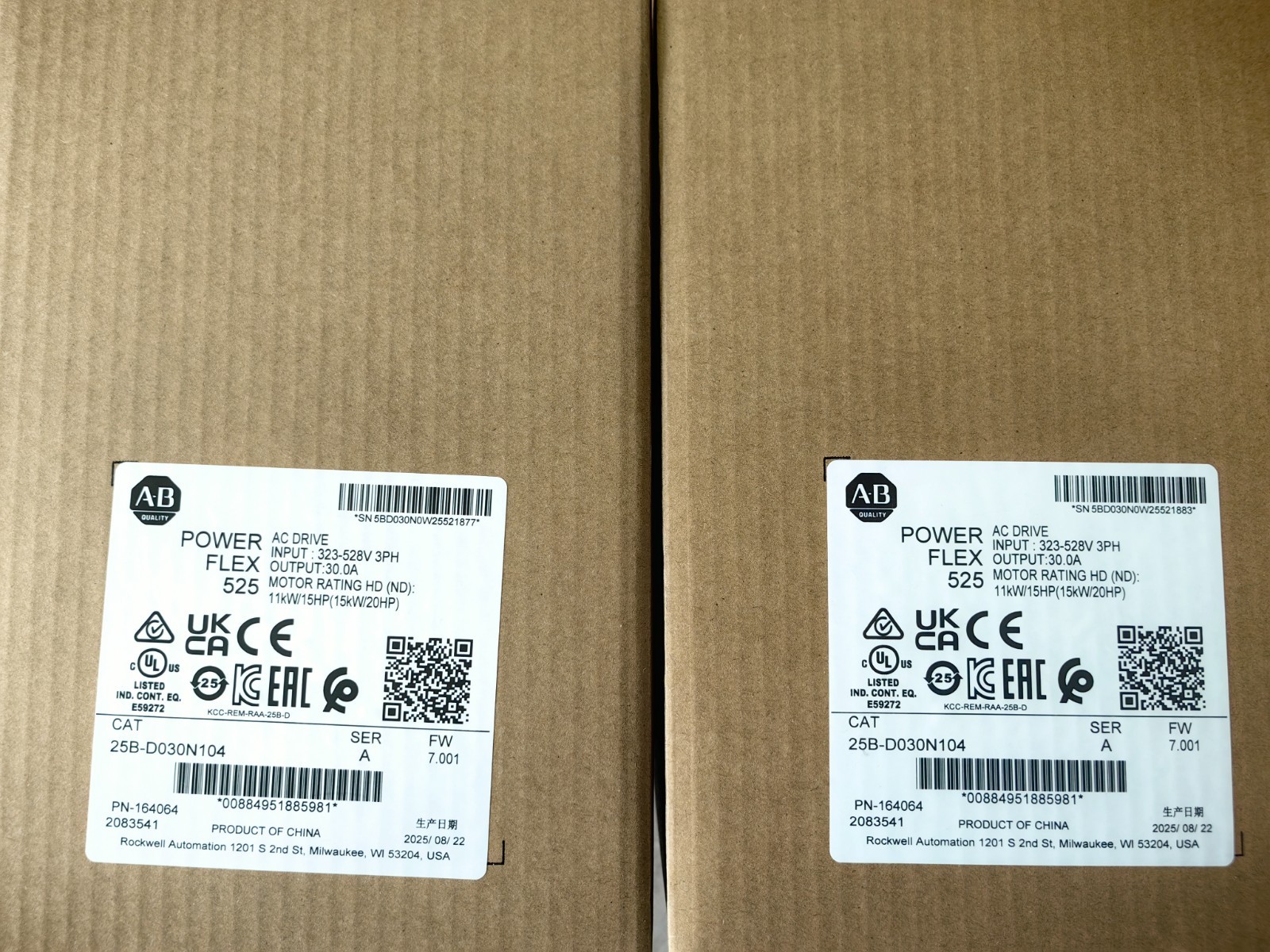 2025 New Allen-Bradley 25B-D030N104 Ser A PowerFlex 525 15kW 20Hp AC Drive