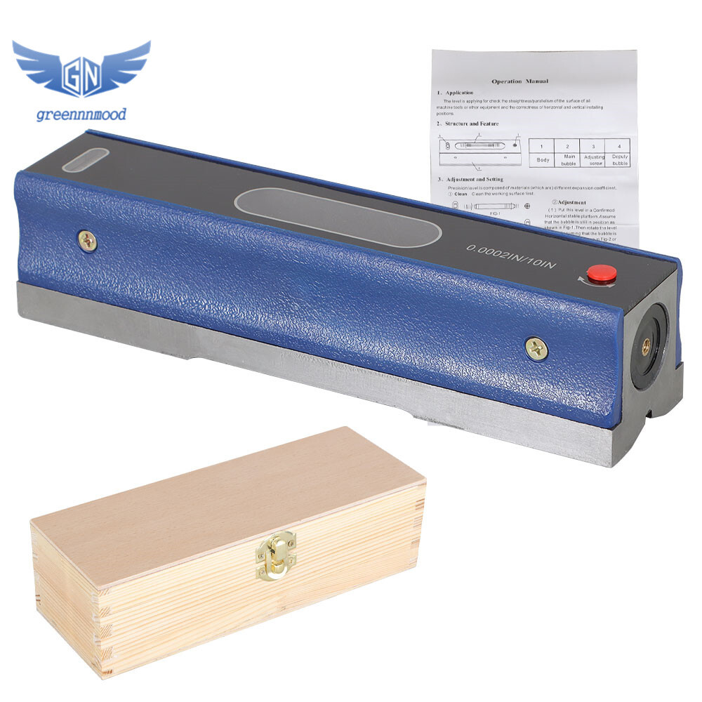 8″ Master Precision Level in Fitted Wooden Box For Machinist Tool 0.0002”/10”