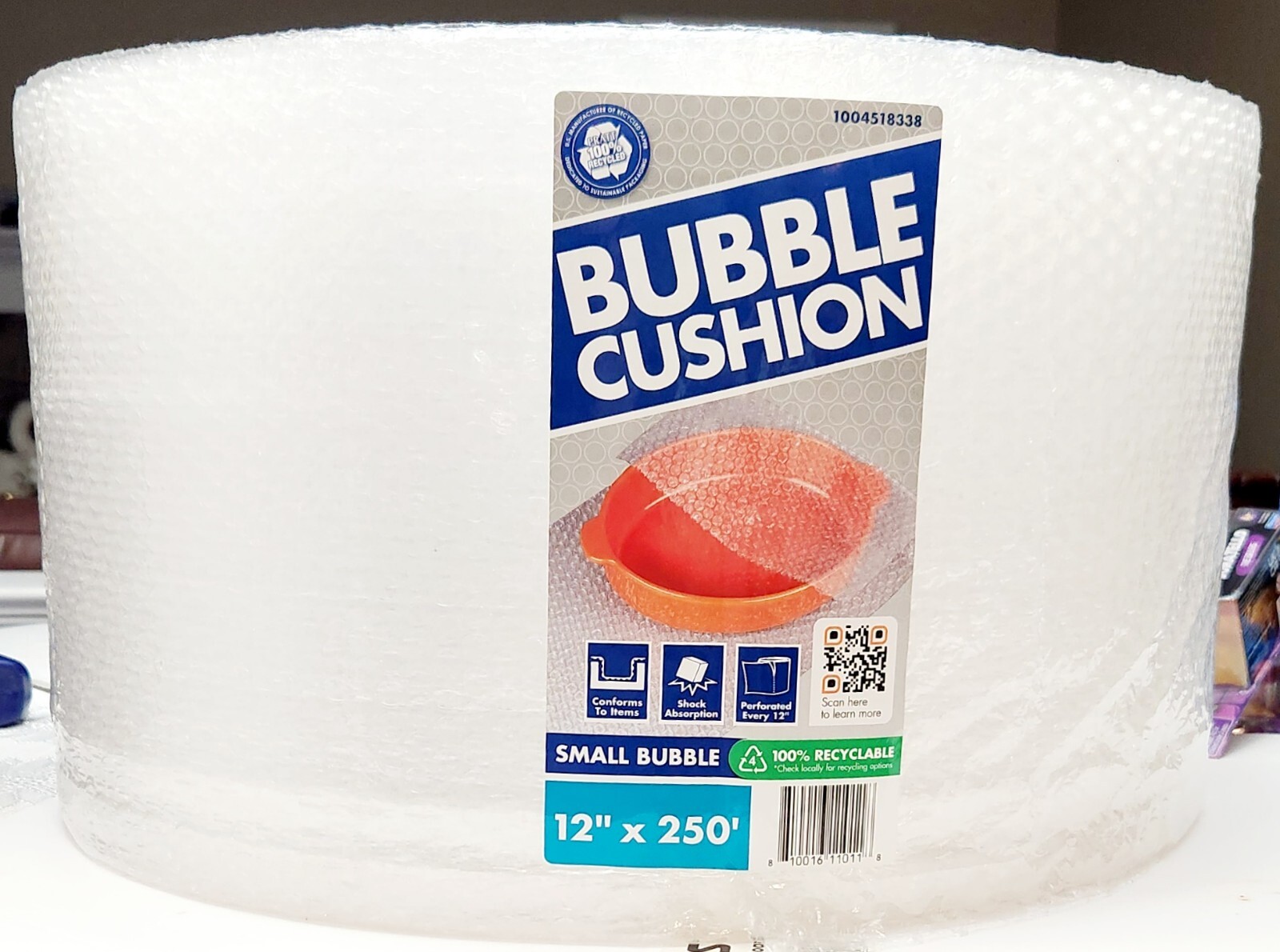 Bubble Cushion 3/16″ Small, Perforated Every 12 Inches, 12″x 250 Ft, Clear, New