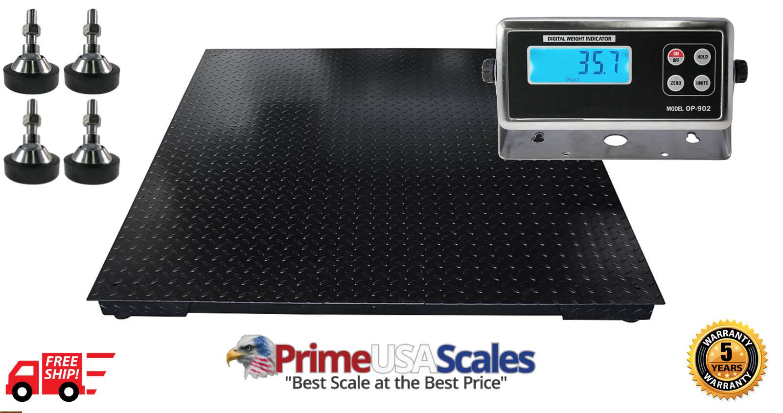 Prime 48″x48″ (4’x4′) Floor Scale Capacity 10,000 LB x 0.5 LB