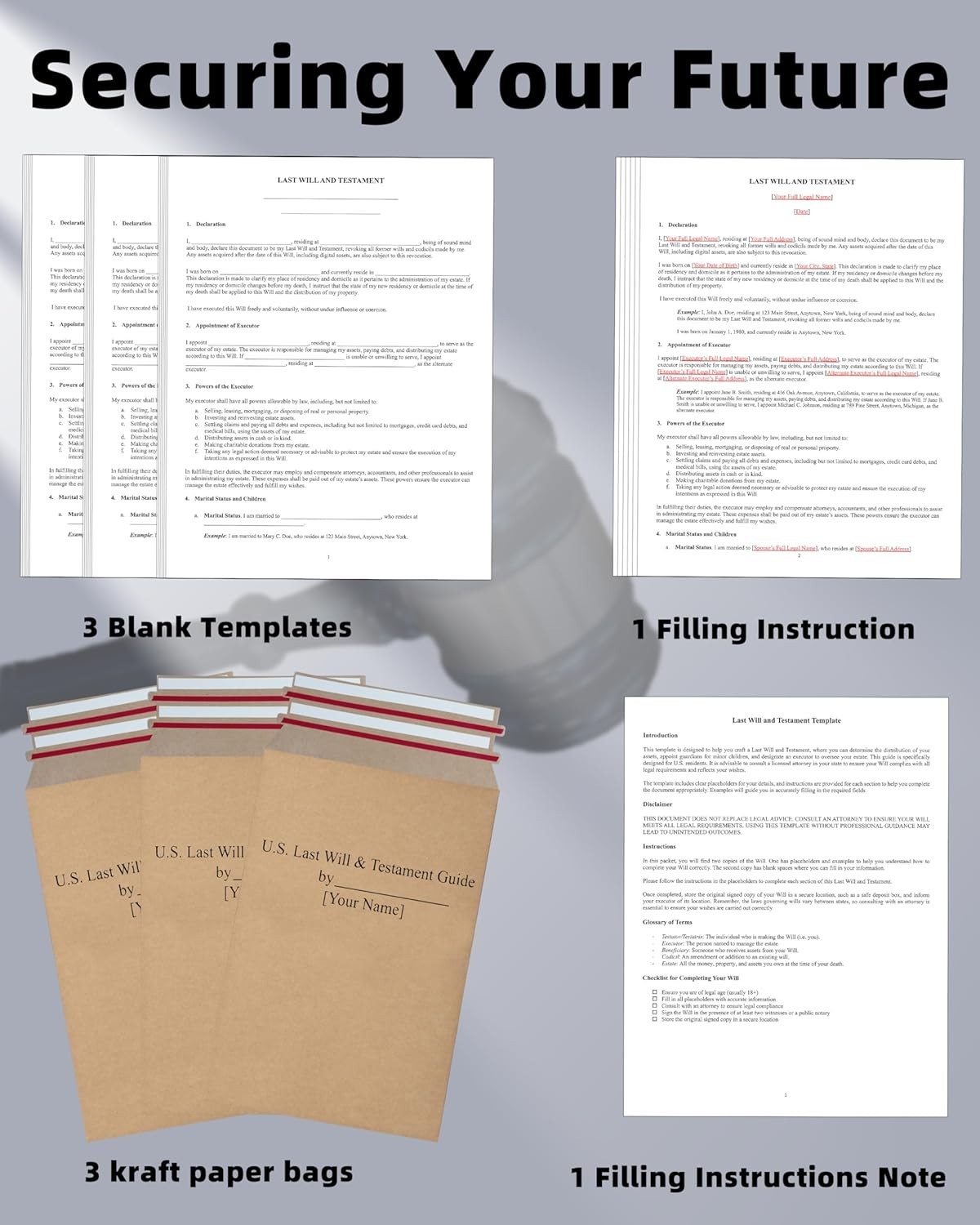 2025 Last Will and Testament Kit (3-Pack) – DIY Estate Planning Forms, Lawyer-