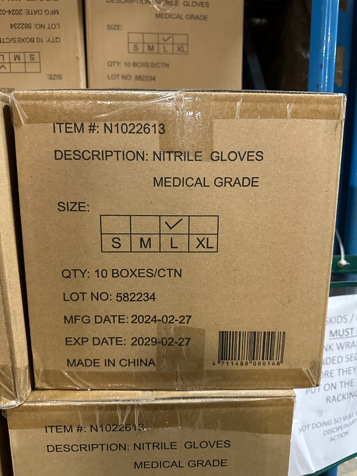 Large Disposable Nitrile Gloves (Powder- Free) Sold Per Case (1,000 Gloves)