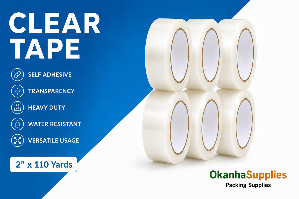 6 Rolls Clear Packing Tape 2″ x 110 Yards Heavy Duty Shipping Tape