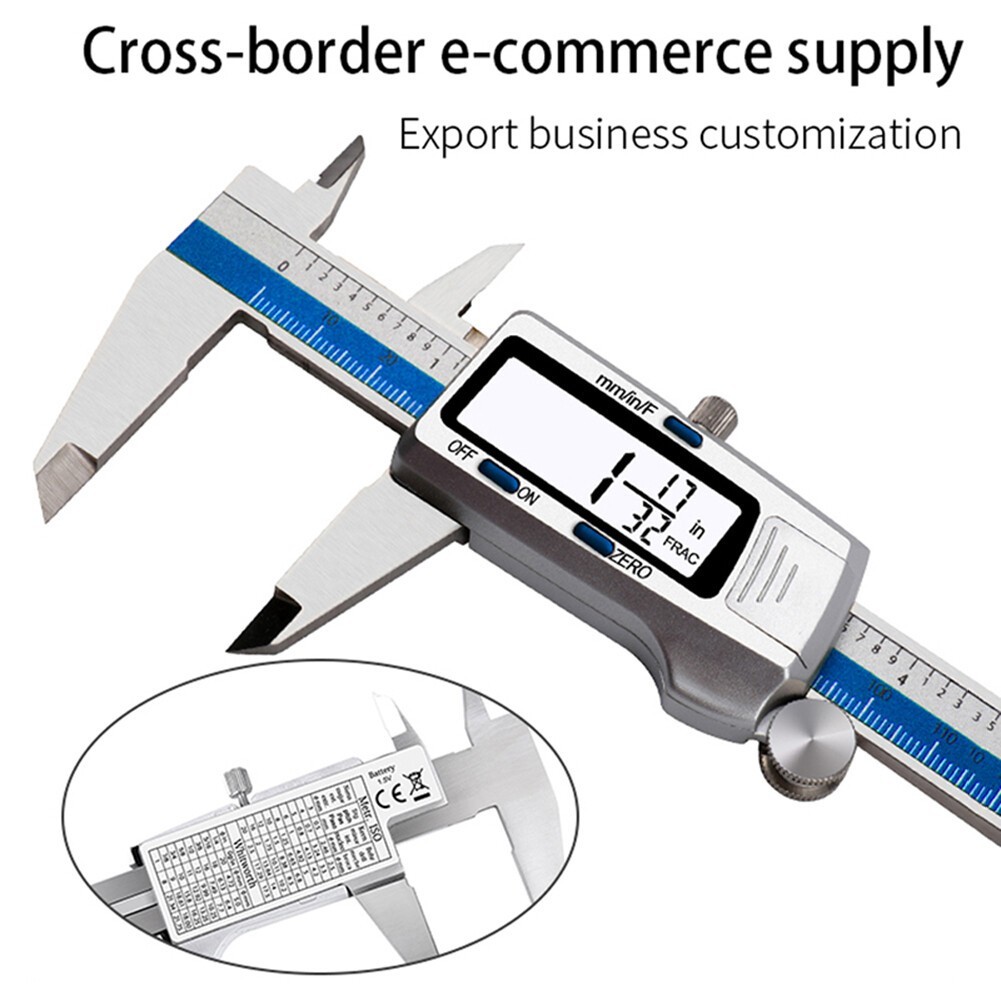 Digital Display Vernier Caliper 150mm Fraction/MM/Inch Caliper Stainless Steel