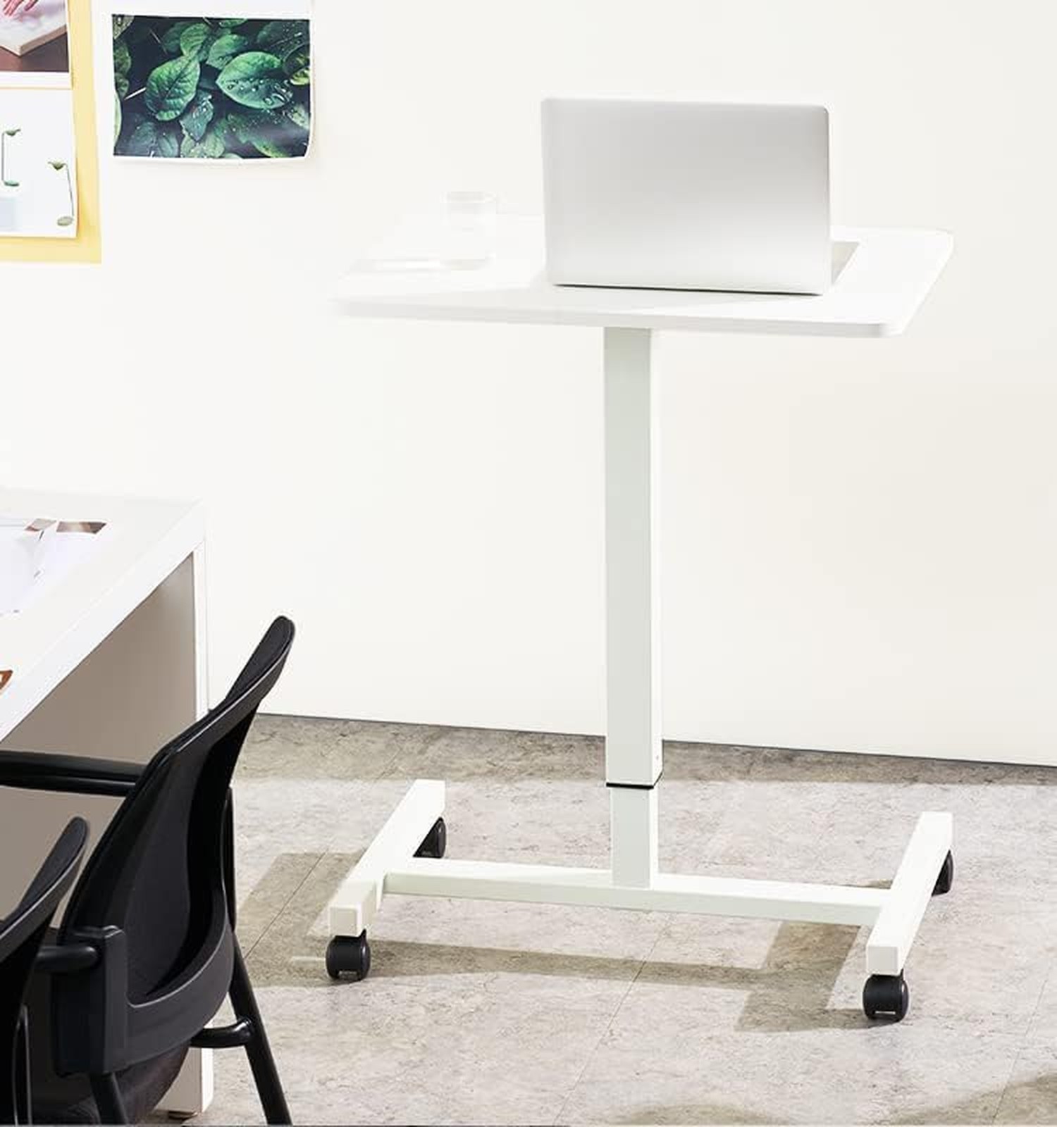 CLATINA Mobile Laptop Desk Pneumatic Sit to Stand Table Height Adjustable Rol…