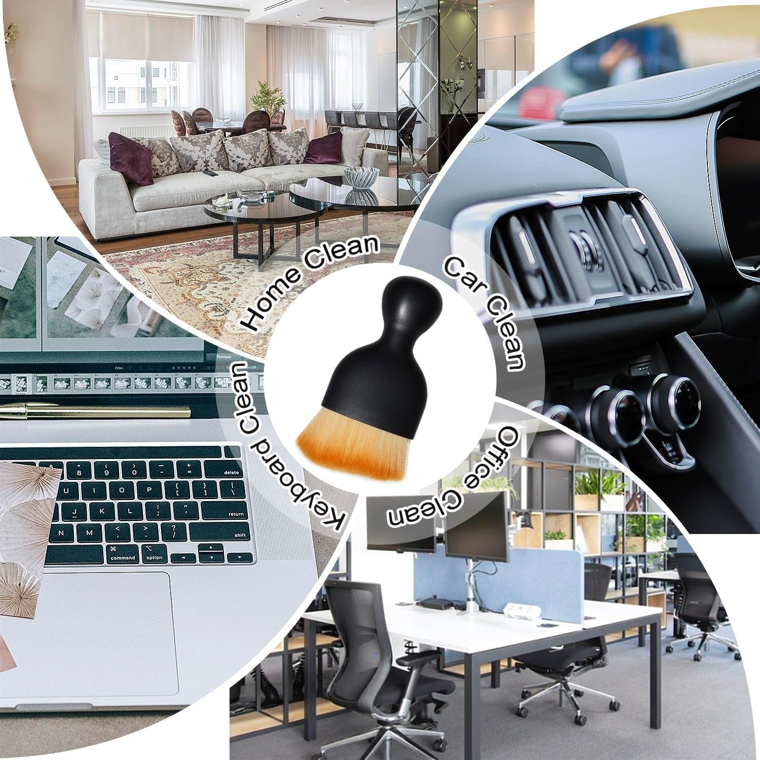 5-Piece Car Interior Cleaning Brush Set for Detailing, Vents, Sofas, Computers &