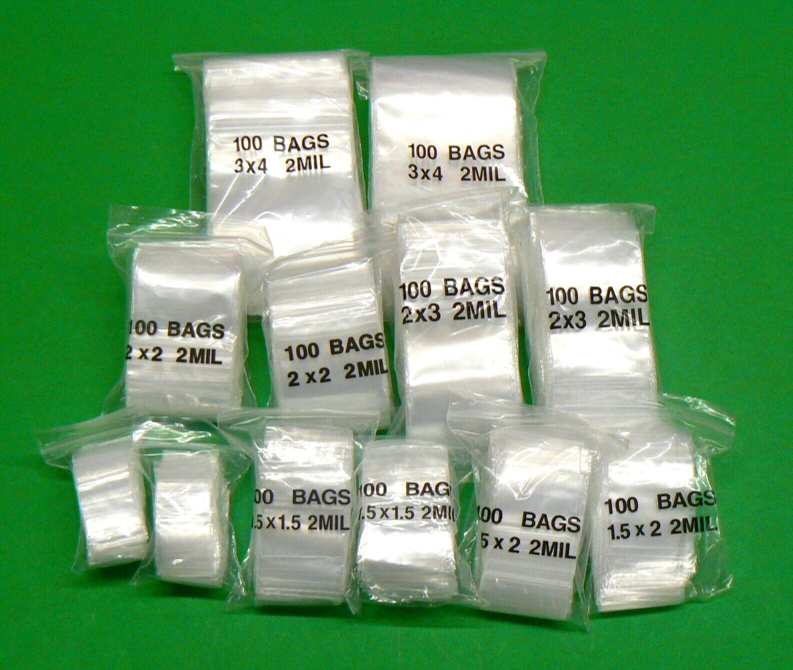 1200 Bags Assorted 2mil Clear Reclosable Assortment 6 Sizes 200each – 1×1 To 3×4