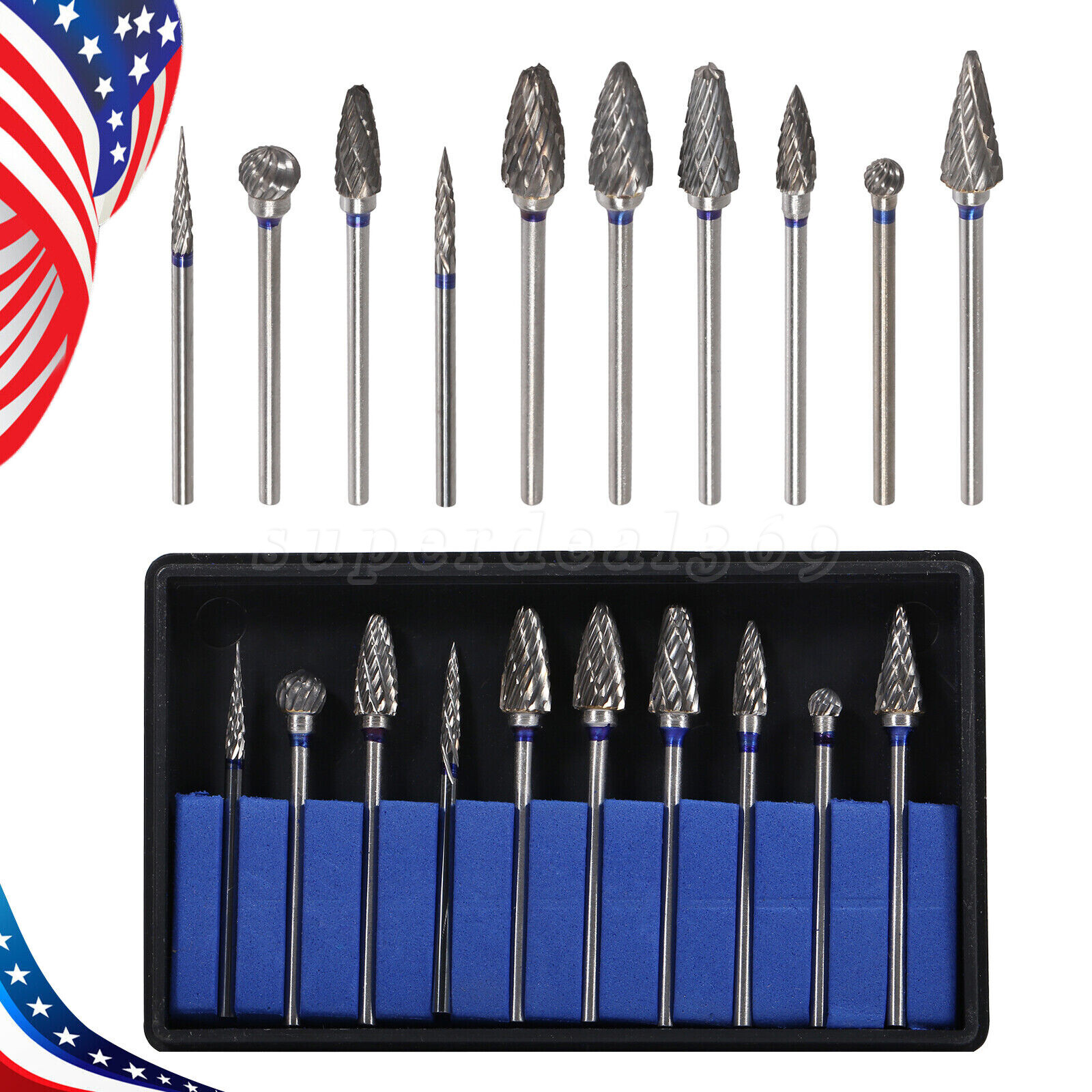 10x Dental Burs Acrylic Polisher Drills Burrs Tungsten Carbide Steel 2.35*6mm